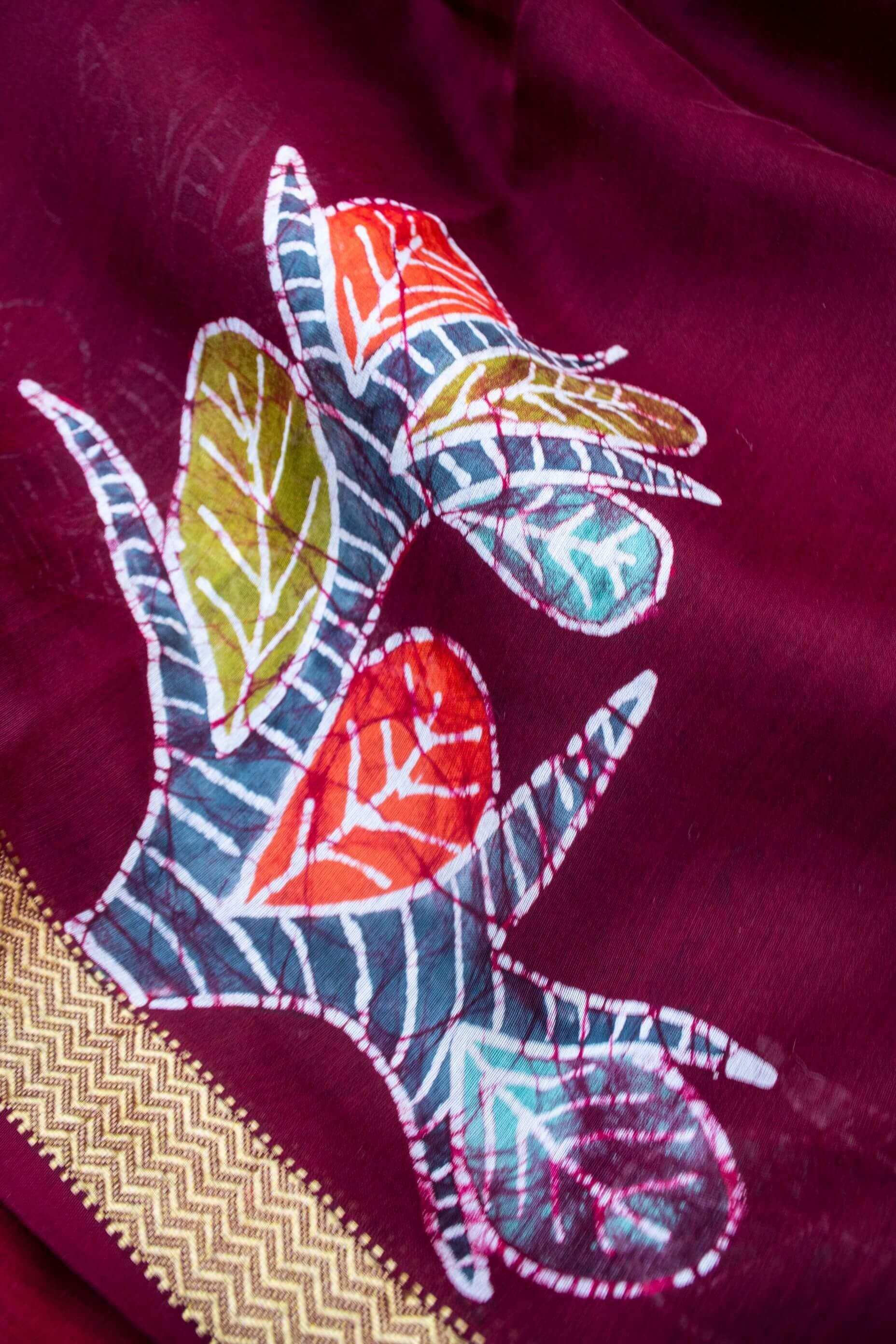 Batik Chanderi saree - Narmada- Heeranya - Image 4