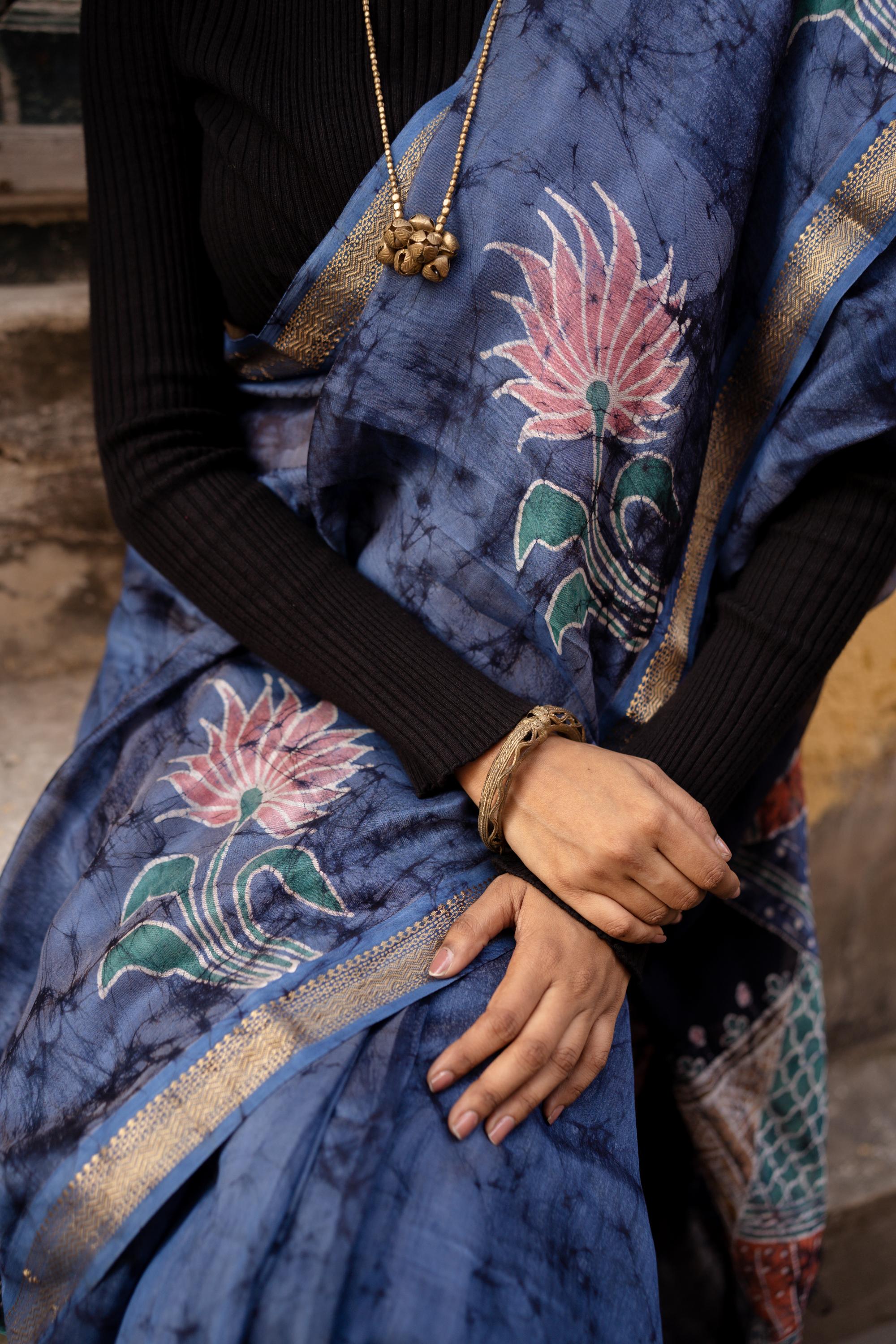 Batik Chanderi saree - Narmada- Ragni - Image 9
