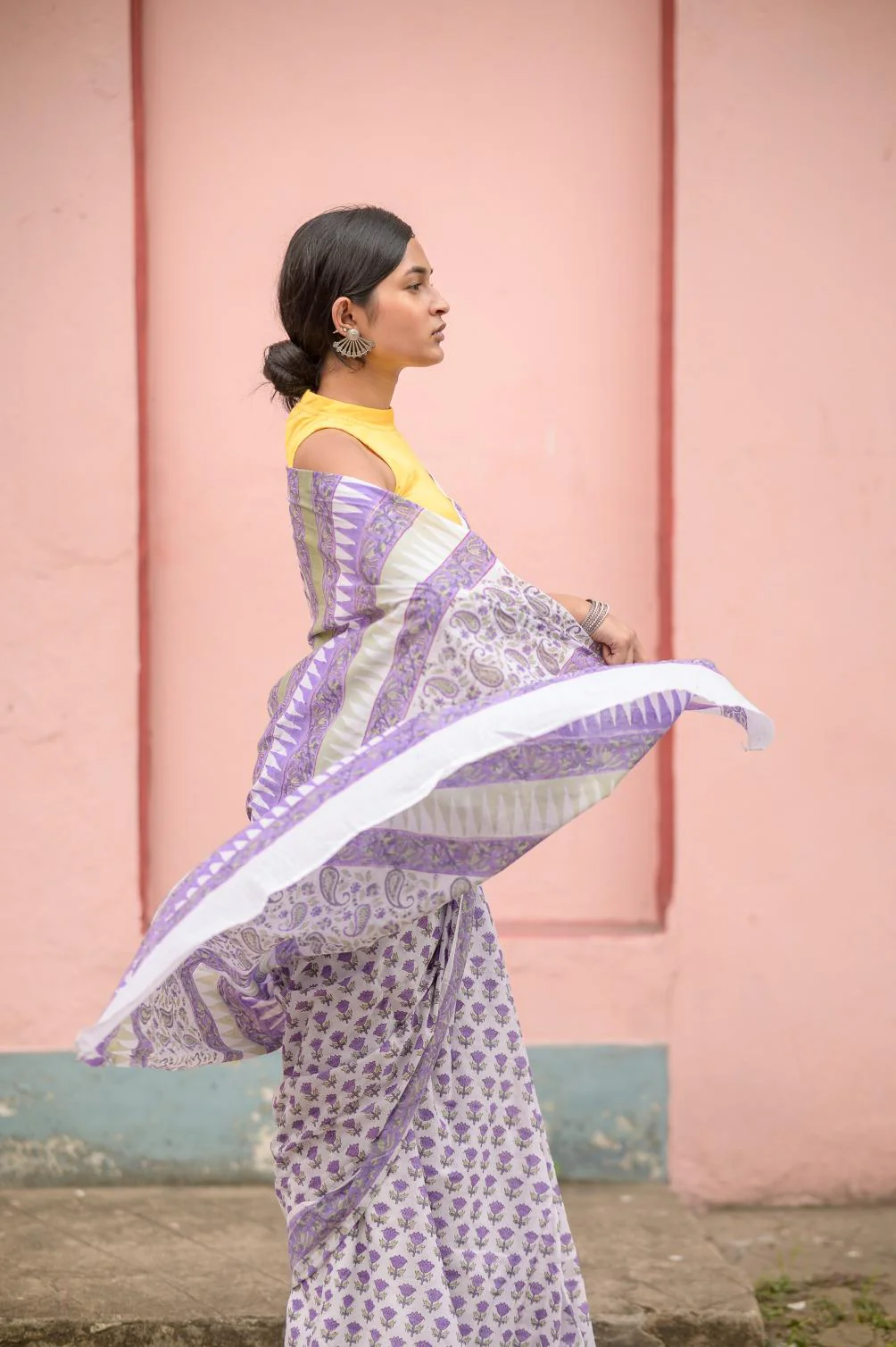 Summer collection sarees - Basant - Purple Tulip pure mul cotton saree - Image 6