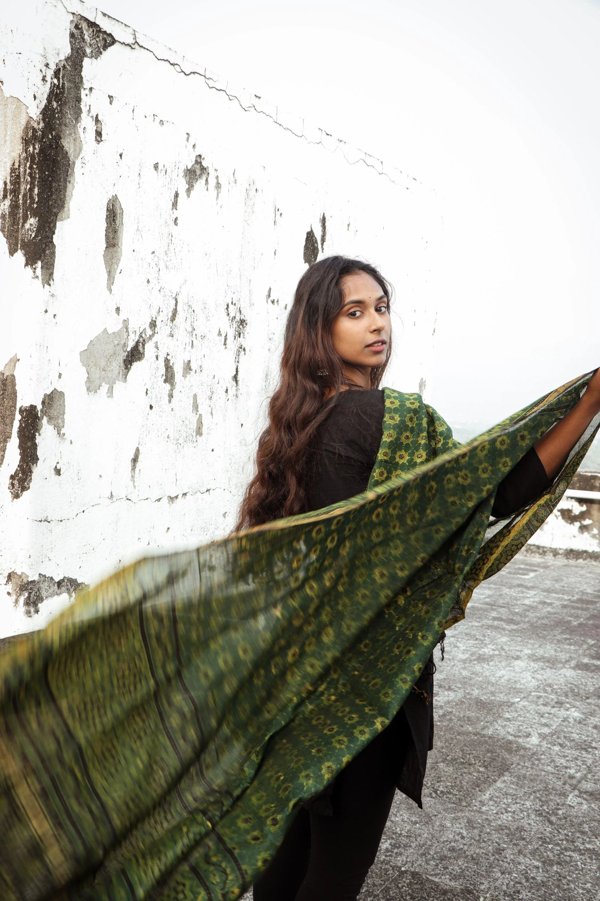 Kaisori Ajrakh Green Chanderi Dupatta - Image 5