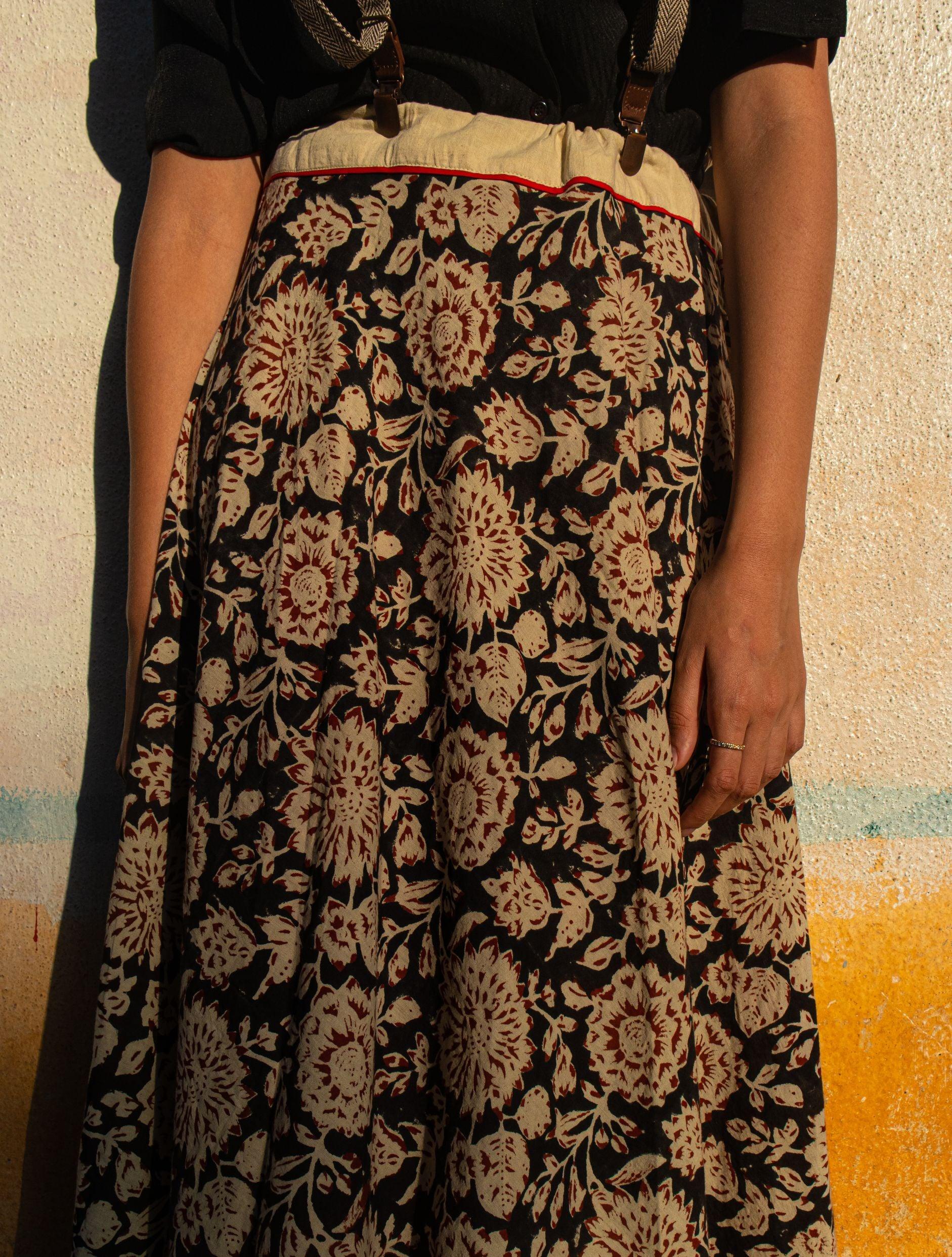 Dabu printed Balotra black print skirt - Noor -Afsana - Image 3