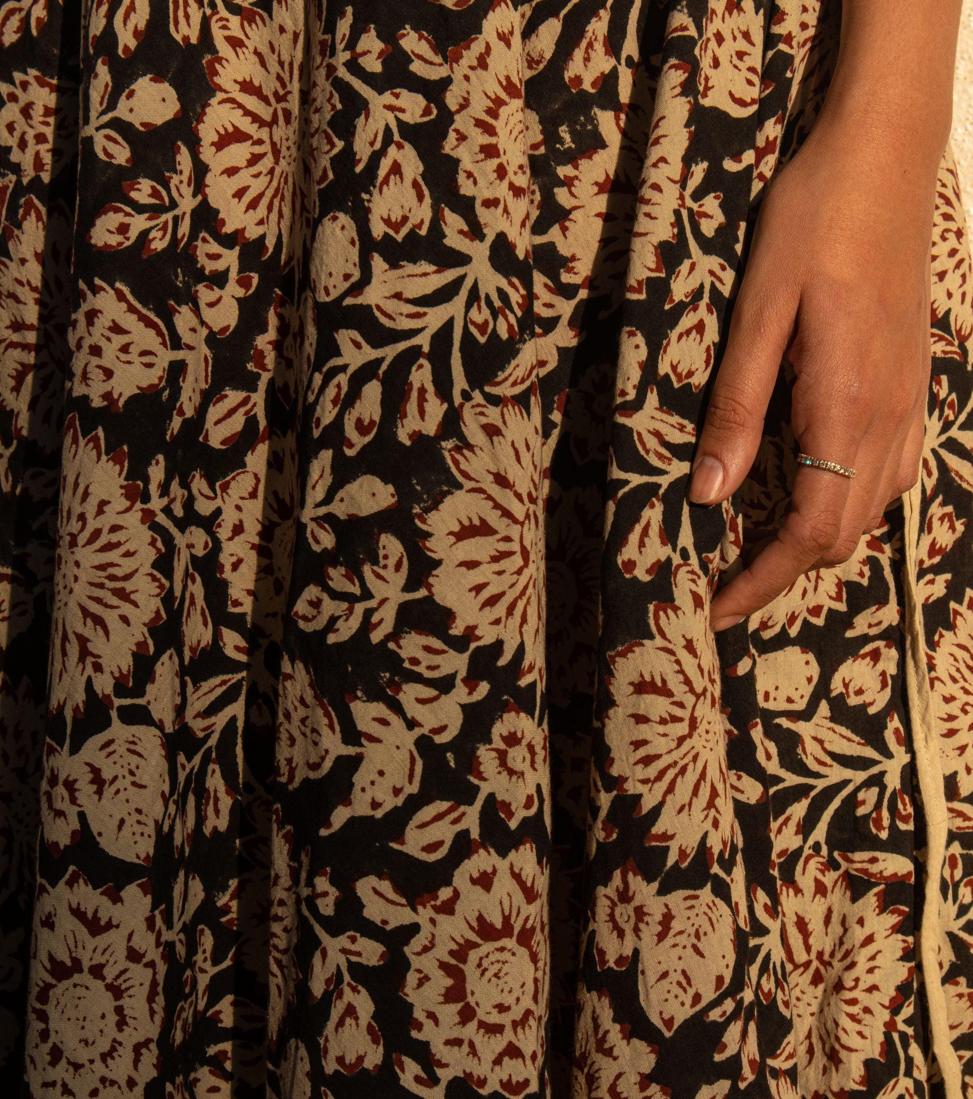 Dabu printed Balotra black print skirt - Noor -Afsana - Image 4