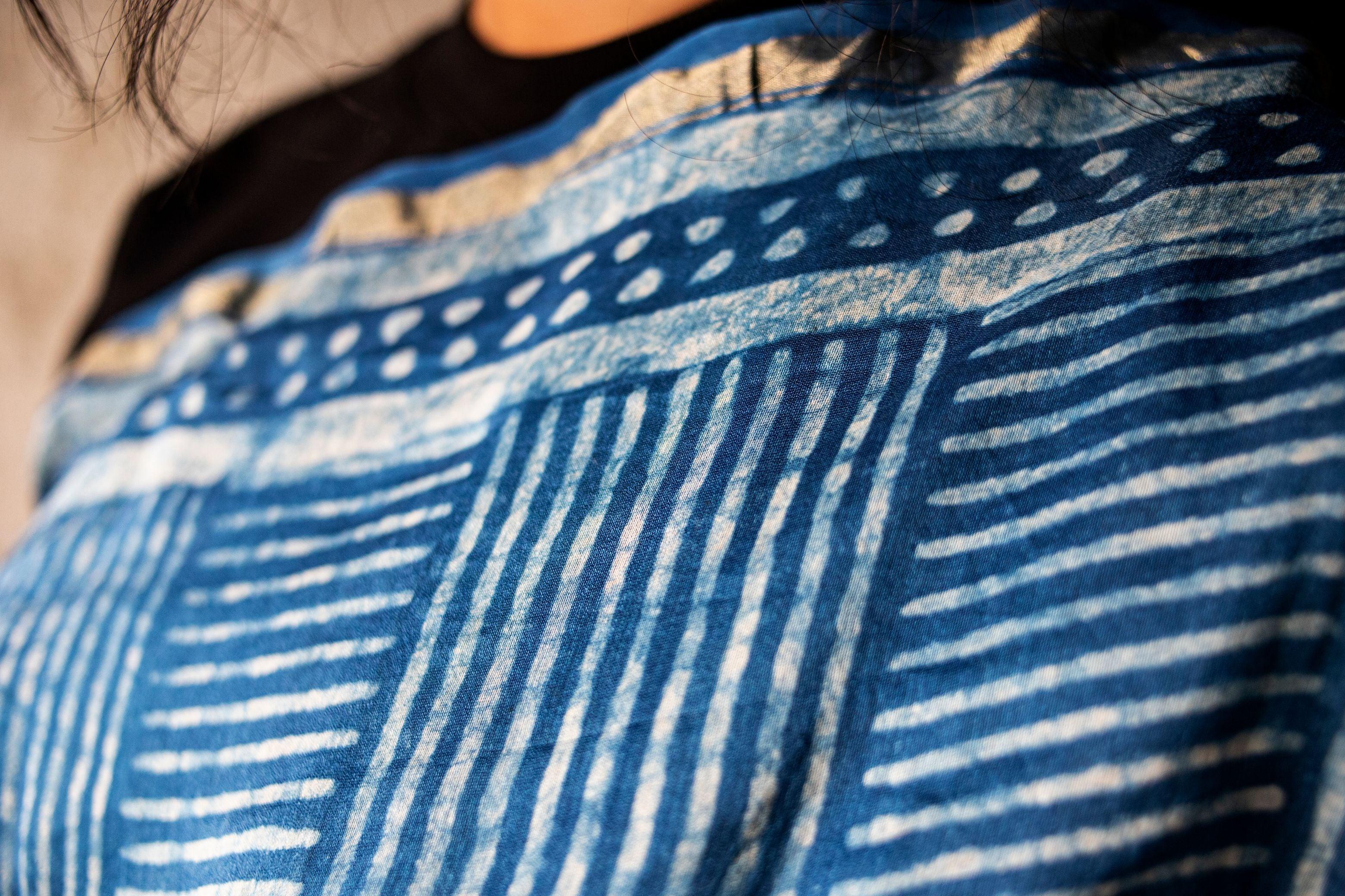 Natural dyed Dabu sarees - Malhar -Indigo Dabu saree - Image 4