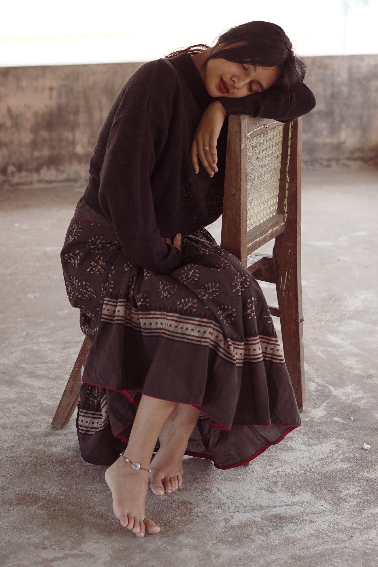 Dabu printed kashish black print skirt -Noor - Saira - Image 4