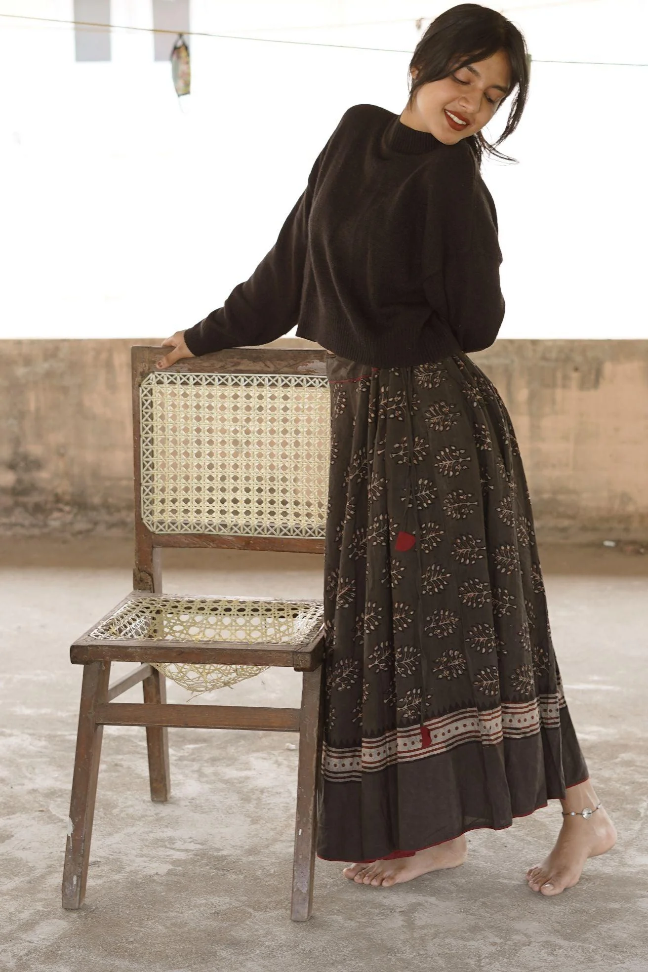 Dabu printed kashish black print skirt -Noor - Saira - Image 5