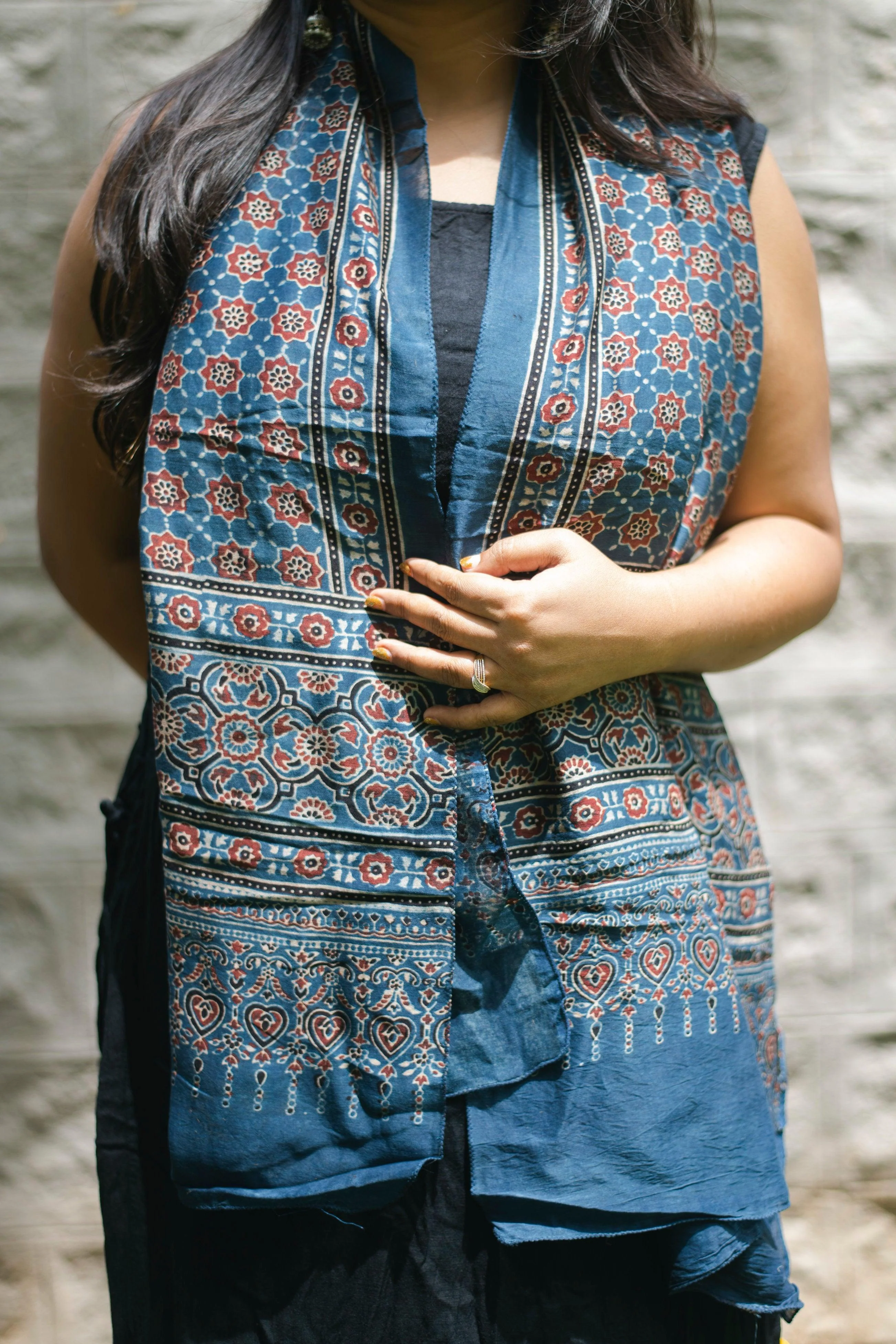 Kaisori Indigo Ajrakh Stole - Traya - Image 2