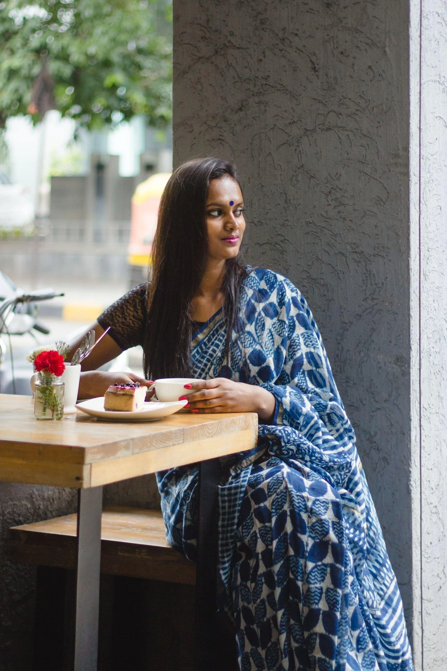 Natural dyed Dabu sarees - Malhar - Indigo boota - Image 10