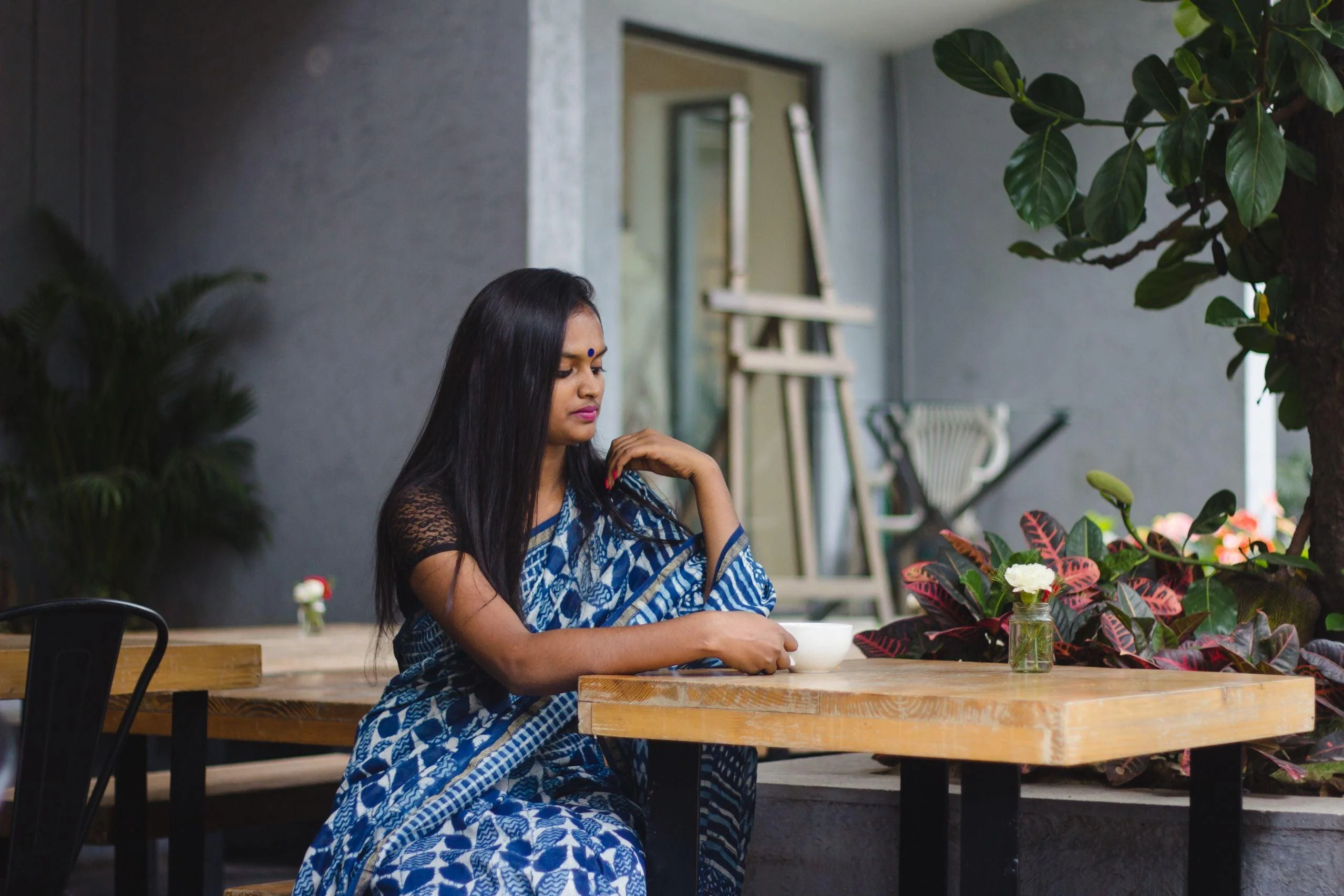 Natural dyed Dabu sarees - Malhar - Indigo boota - Image 5