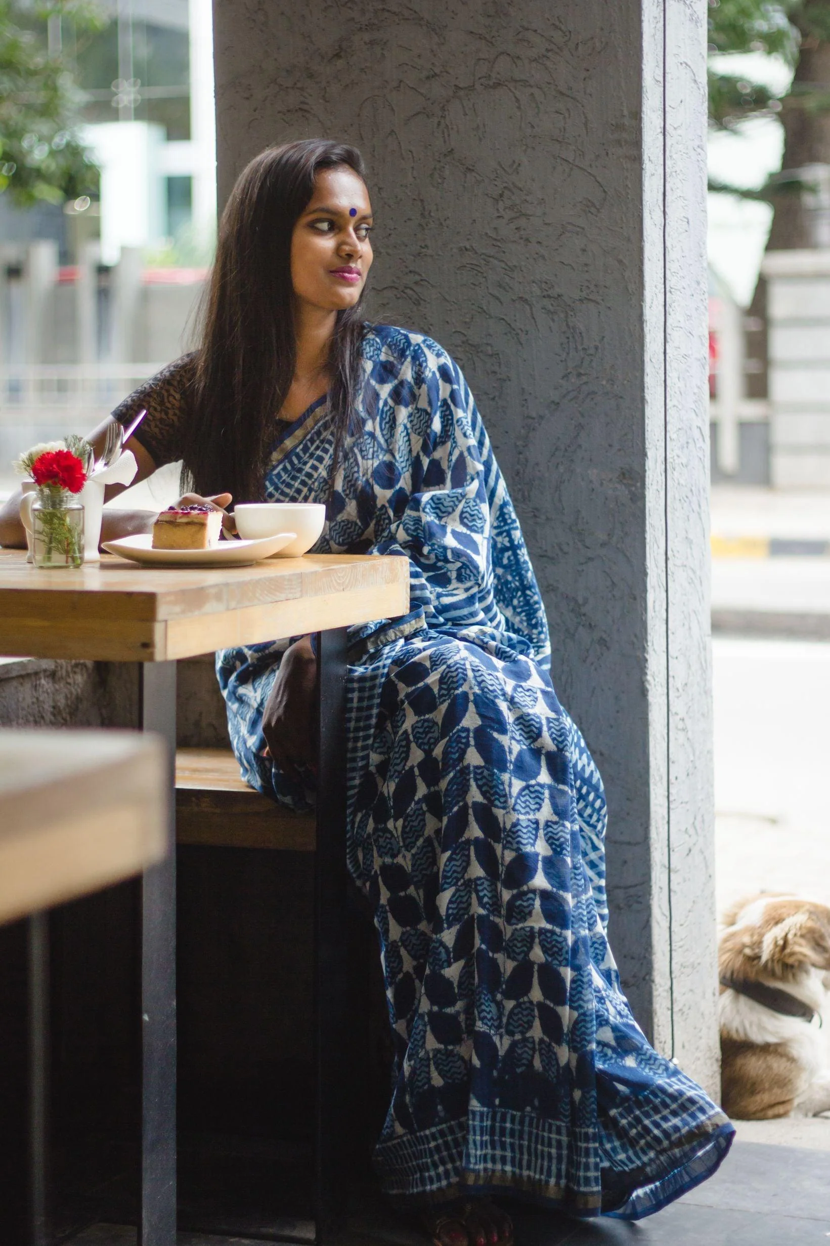 Natural dyed Dabu sarees - Malhar - Indigo boota - Image 9