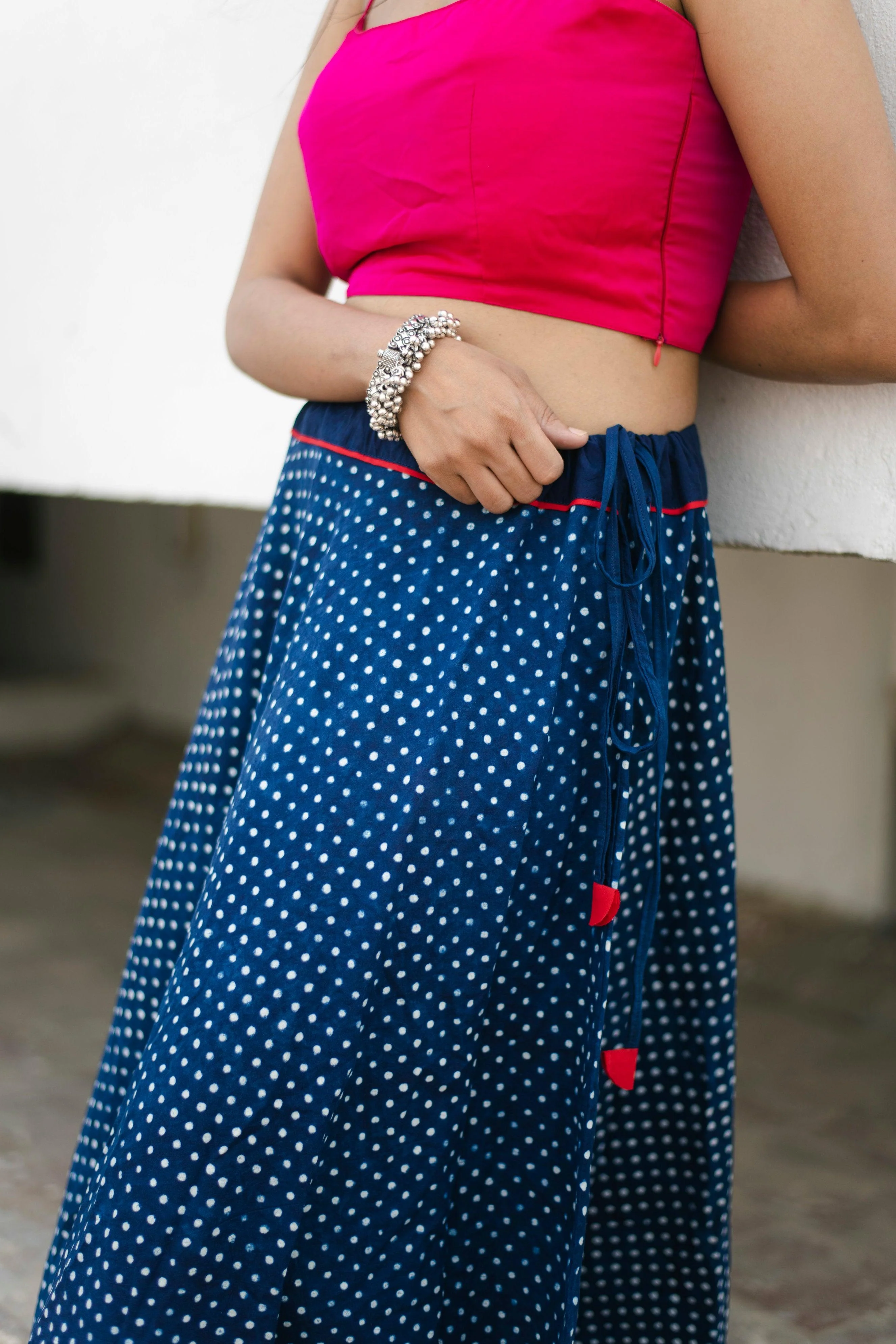 Dabu Printed indigo print skirt - Noor - Polka - Image 3