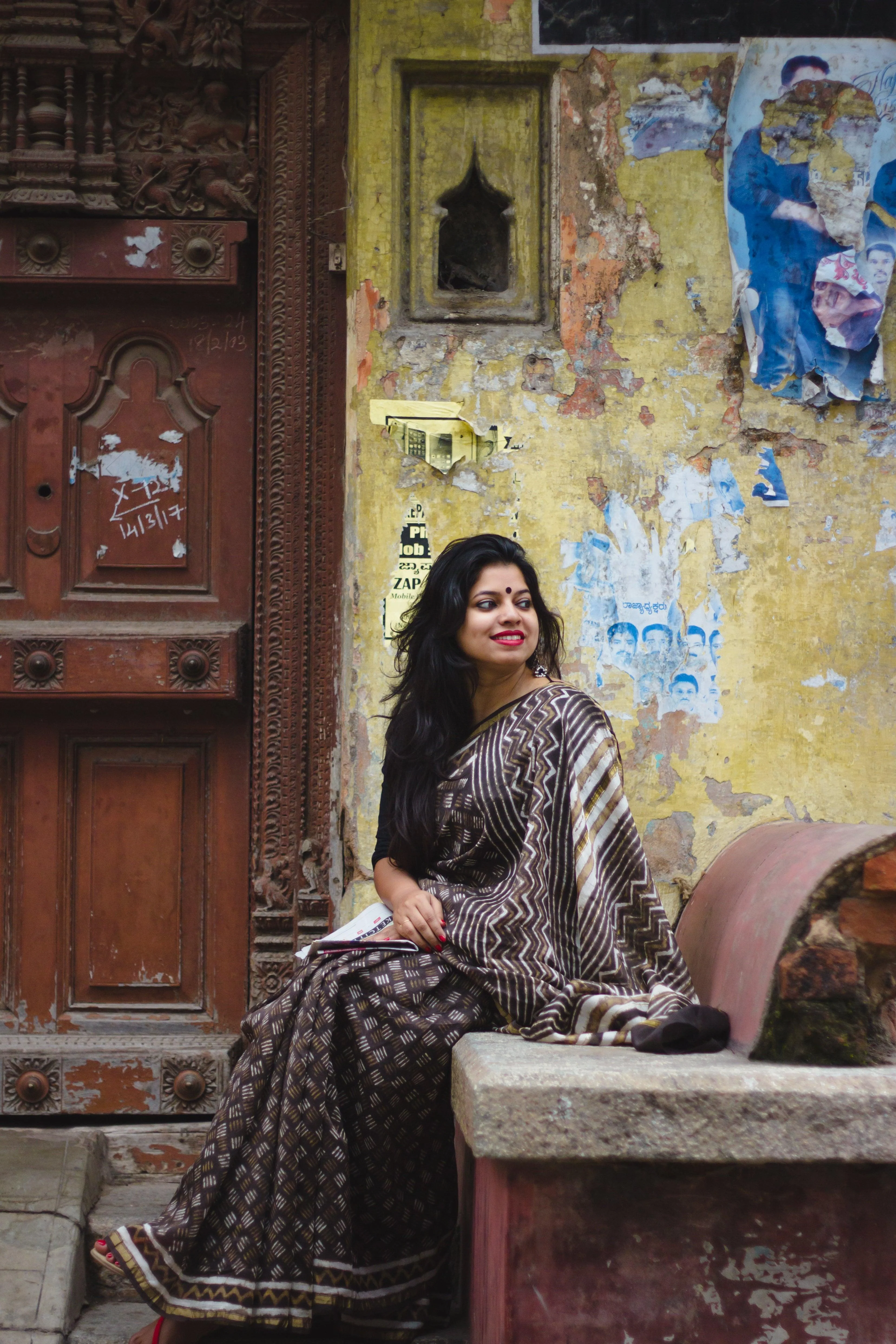 Natural dyed Dabu sarees - Malhar -Kashish mixed stripes - Image 4