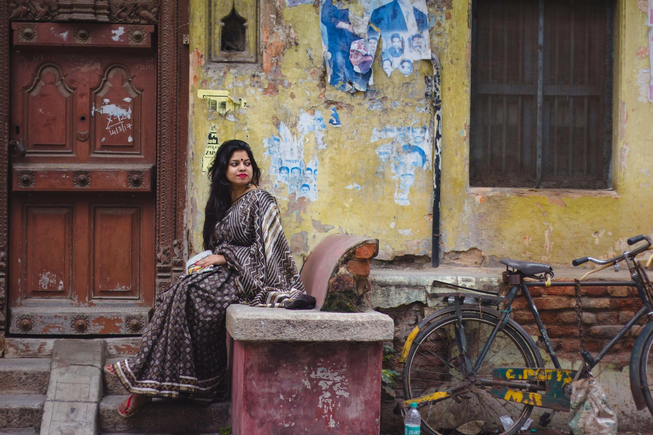 Natural dyed Dabu sarees - Malhar -Kashish mixed stripes - Image 5