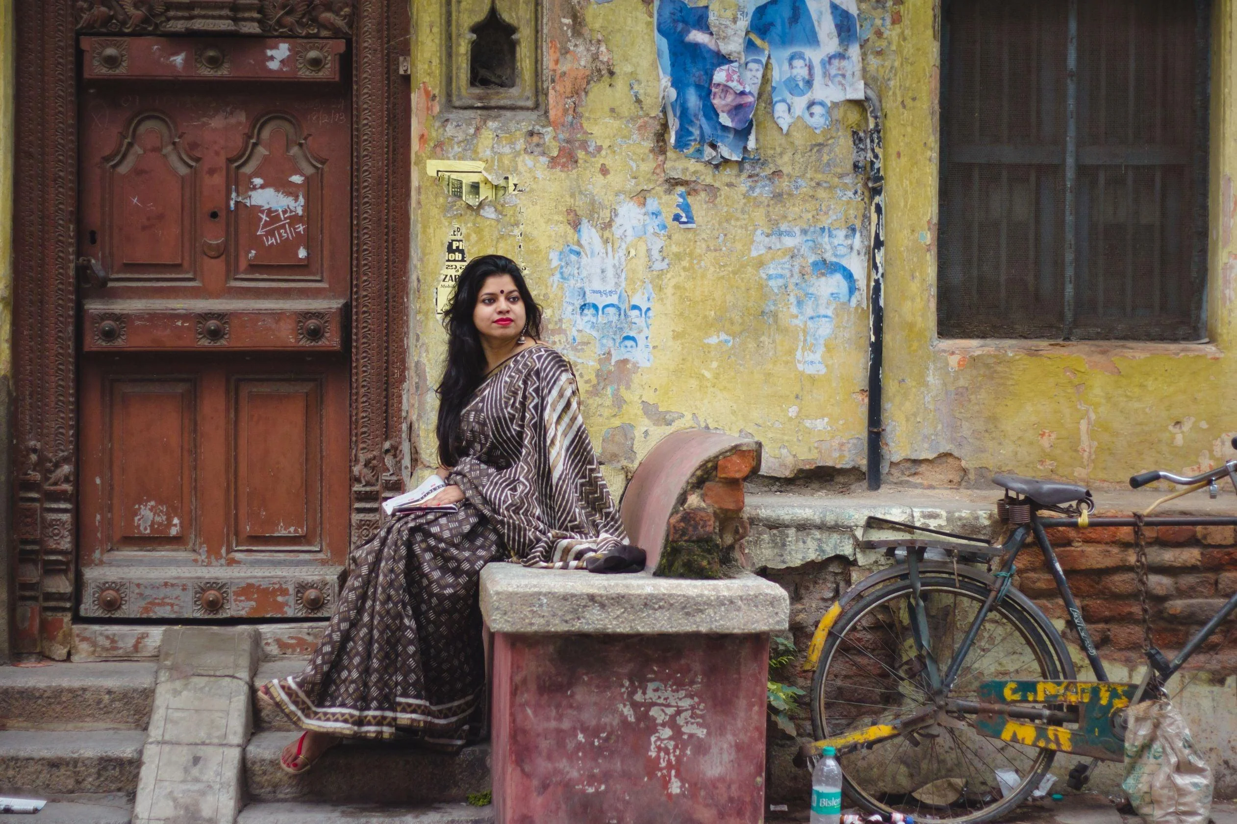 Natural dyed Dabu sarees - Malhar -Kashish mixed stripes - Image 6