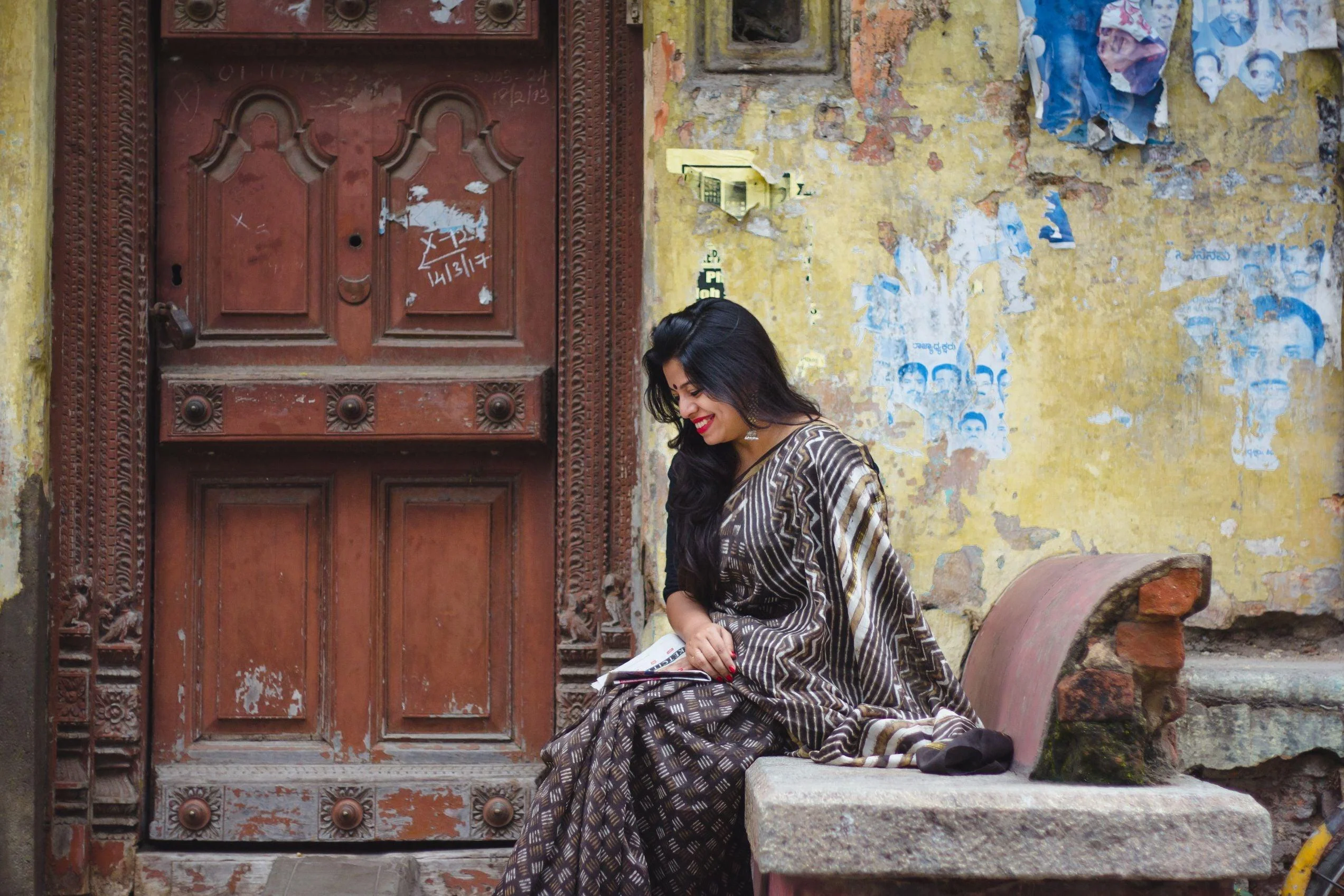 Natural dyed Dabu sarees - Malhar -Kashish mixed stripes - Image 7