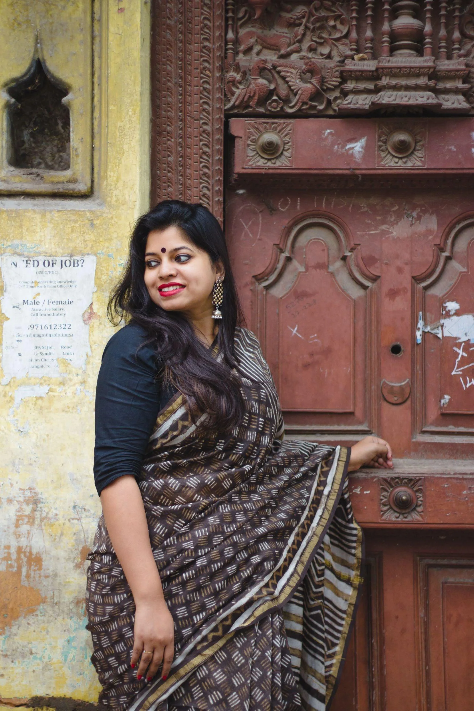 Natural dyed Dabu sarees - Malhar -Kashish mixed stripes - Image 8