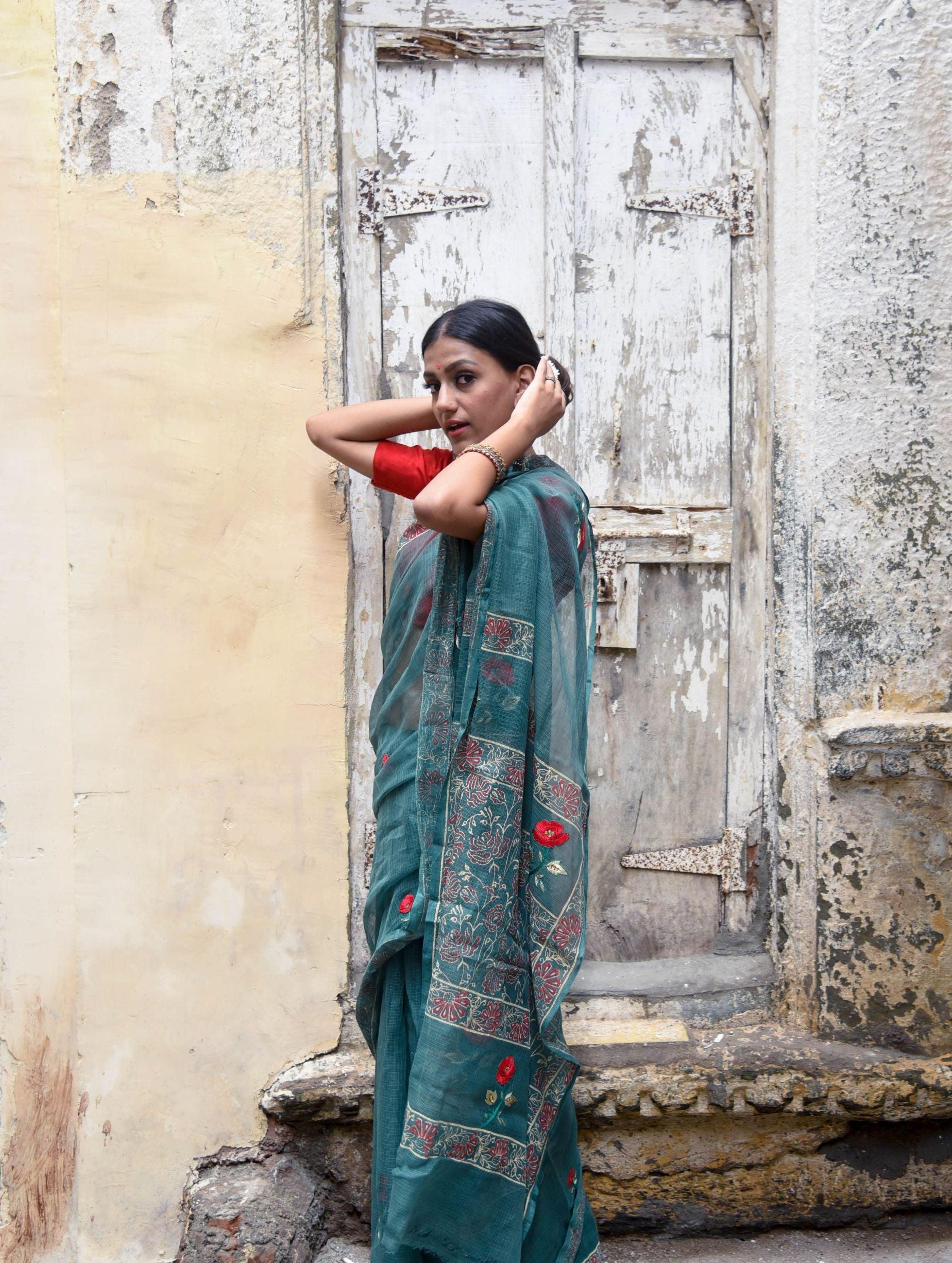 Evergreen kota cotton embroidery dKota saree - Bagh - Togor - Image 7