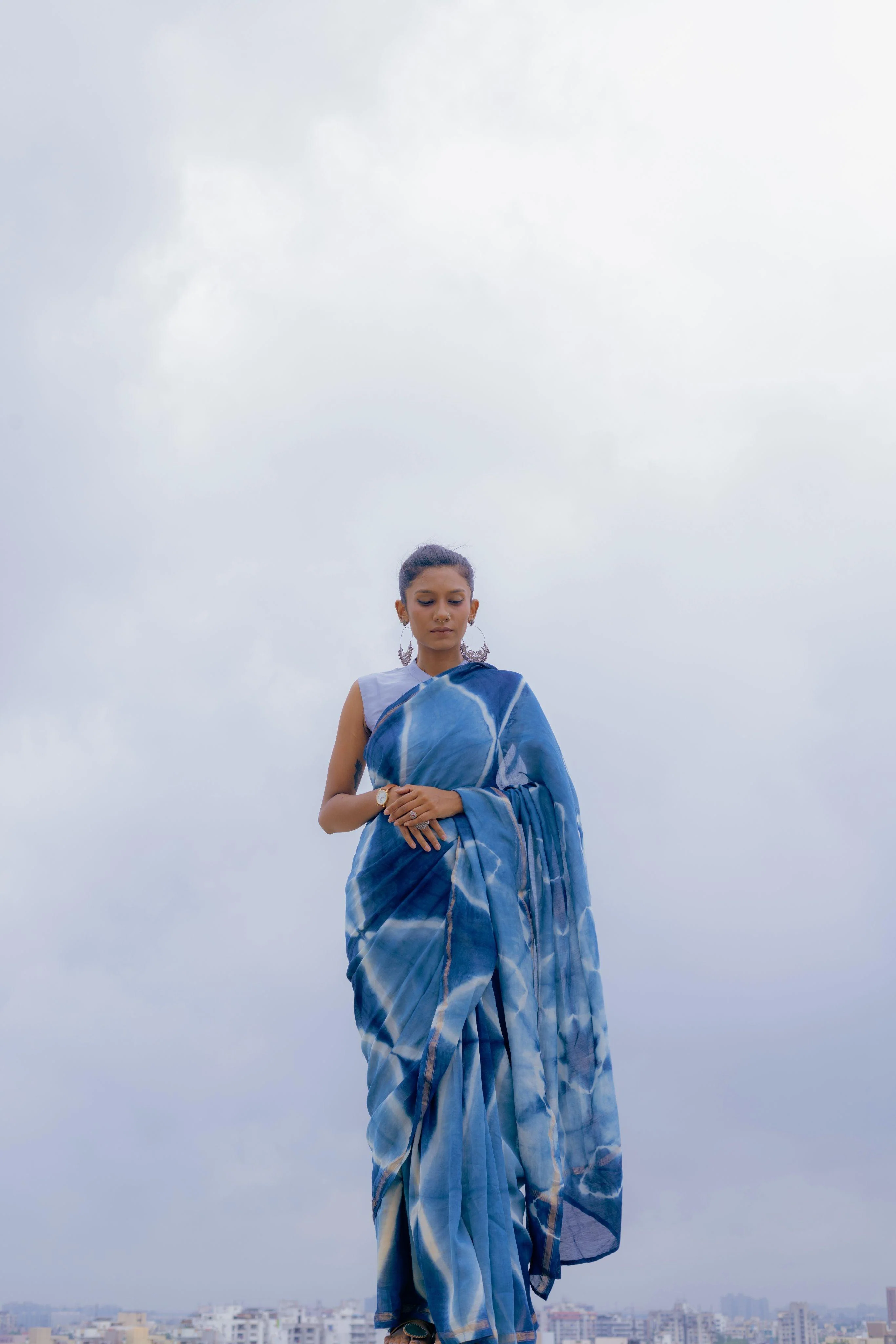 Natural dyed Dabu sarees - Malhar - Triad tie and dye Dabu saree - Image 3