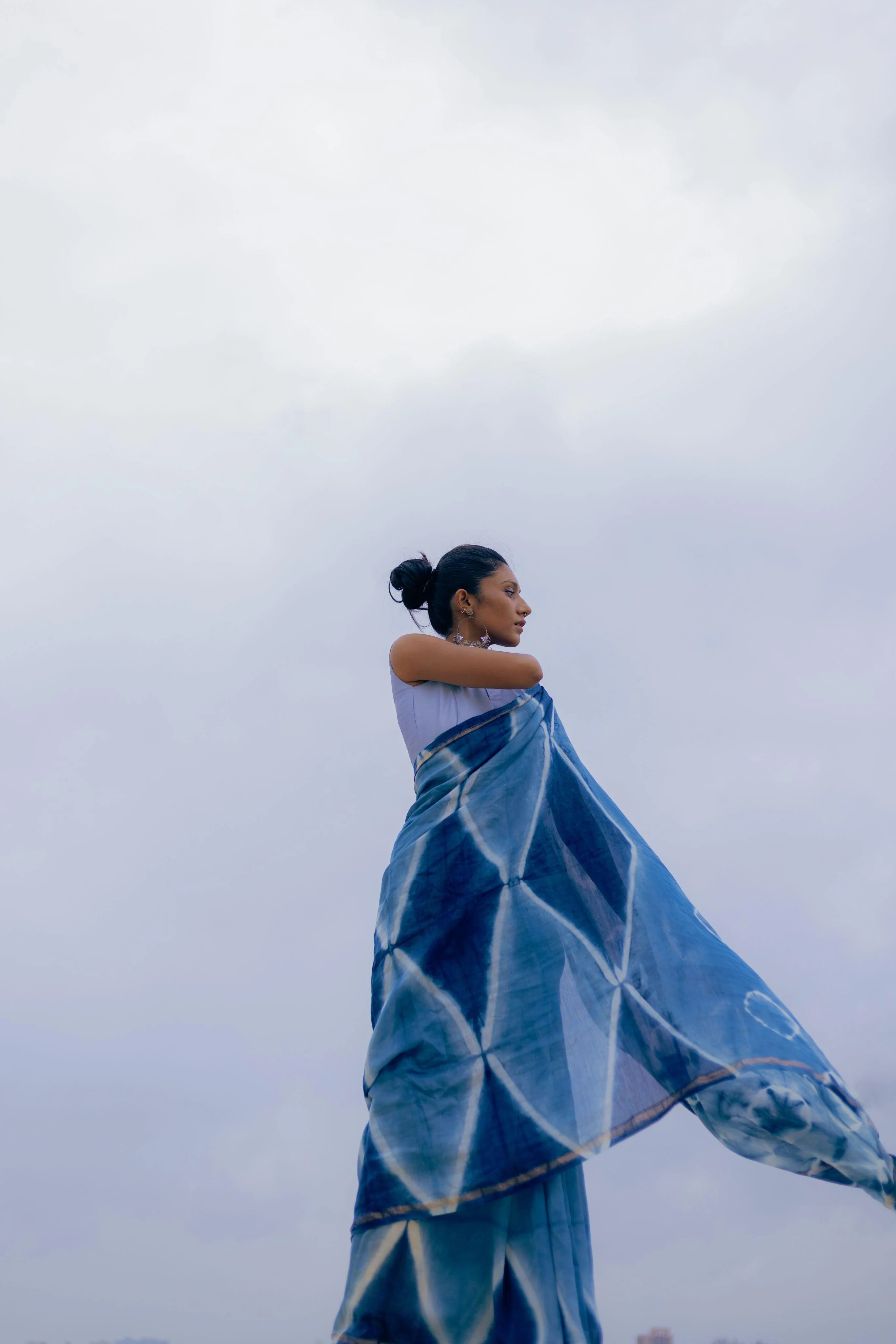 Natural dyed Dabu sarees - Malhar - Triad tie and dye Dabu saree - Image 8