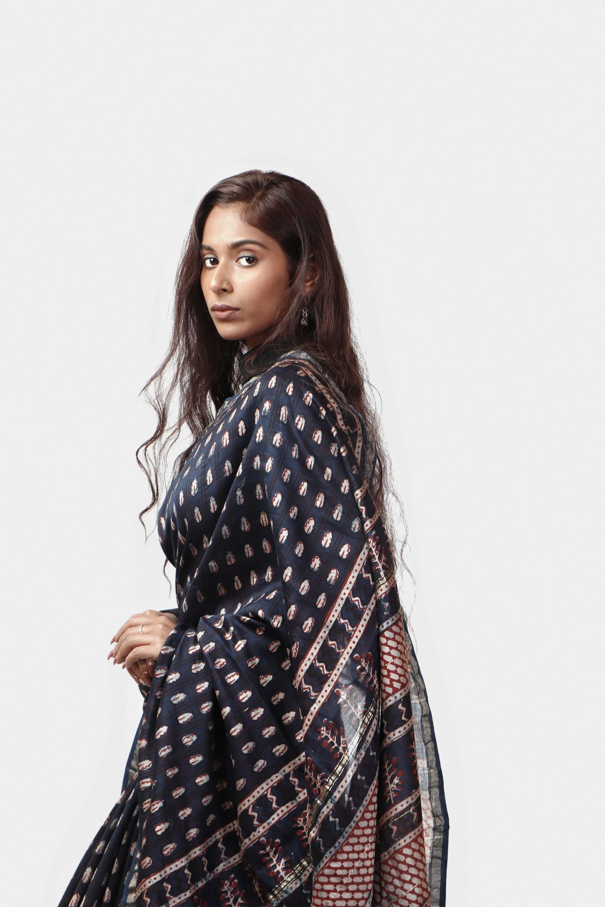 Natural dyed Dabu sarees - Malhar -Pharad  Indigo - Image 15