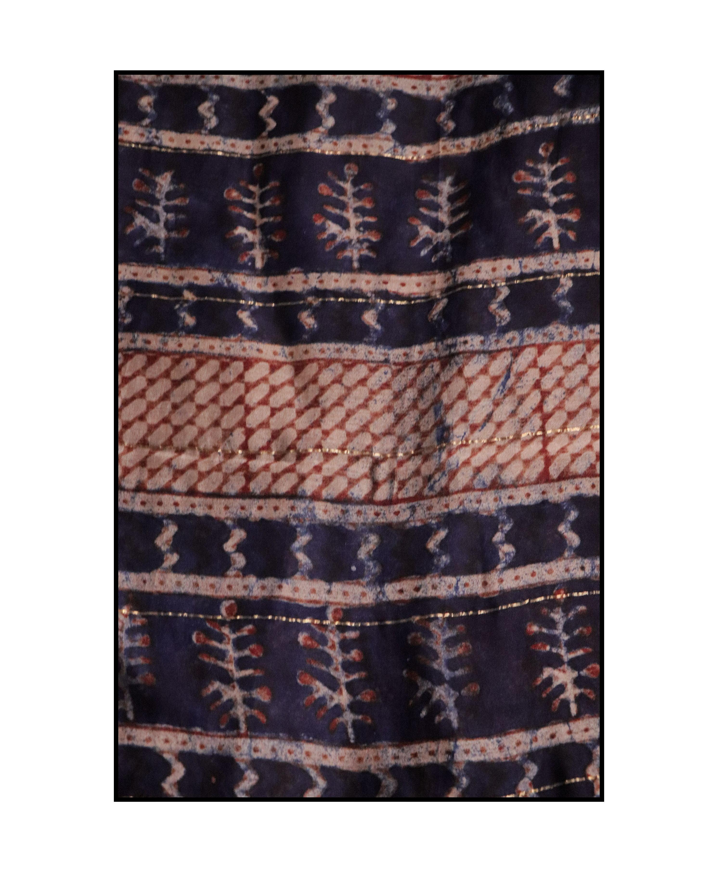 Natural dyed Dabu sarees - Malhar -Pharad  Indigo - Image 22