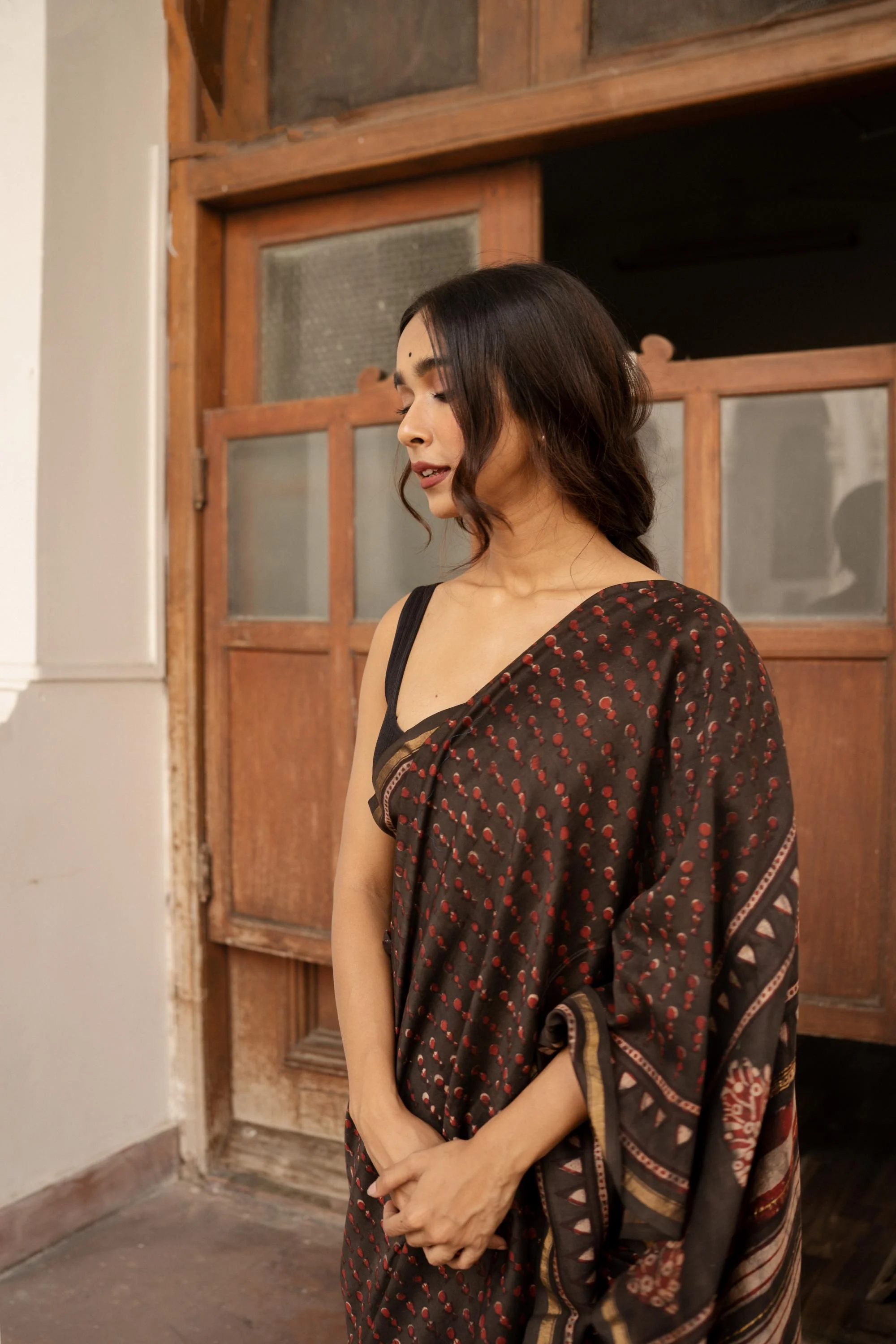 Natural dyed Dabu sarees - Malhar - Kashish - Image 2