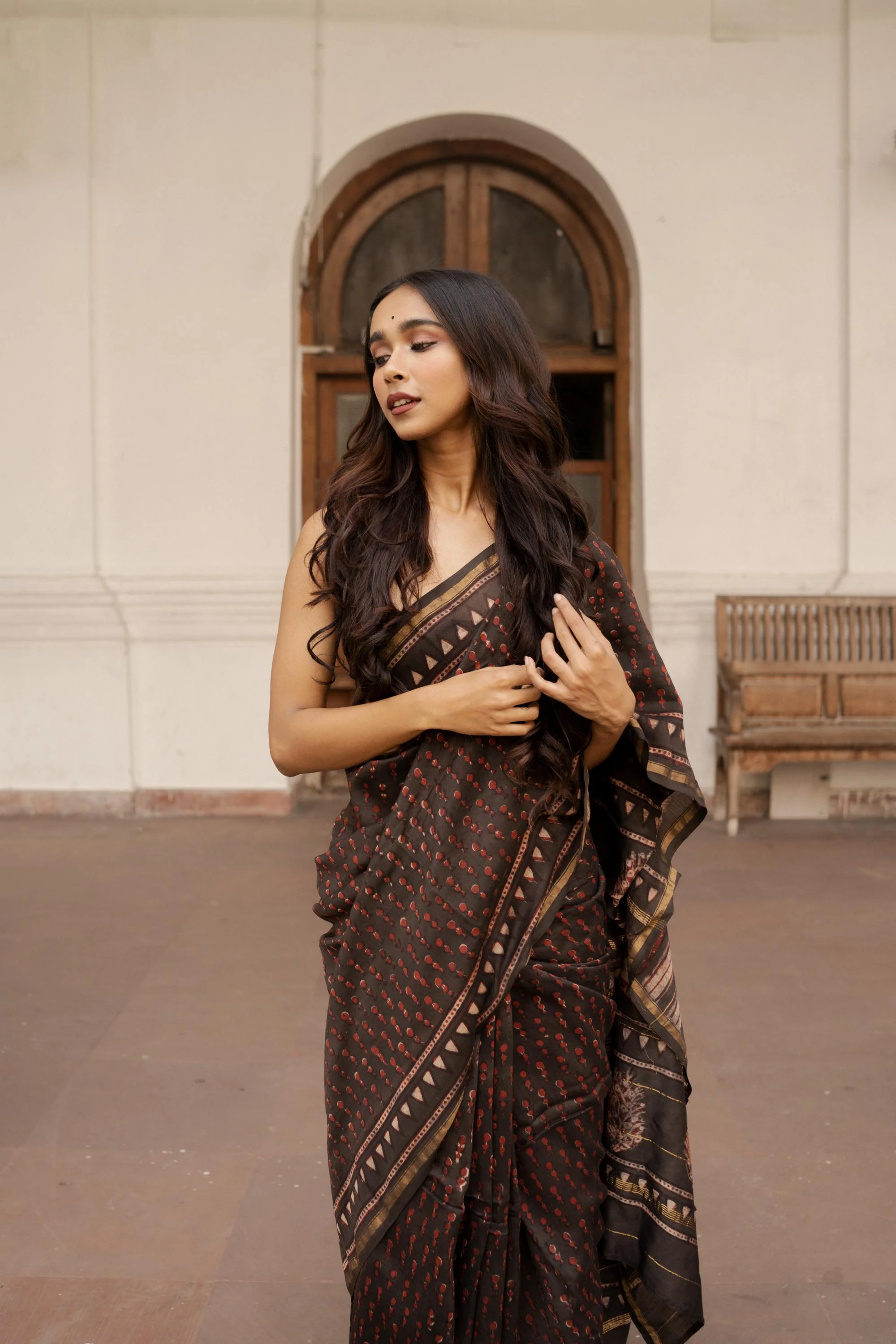 Natural dyed Dabu sarees - Malhar - Kashish - Image 9
