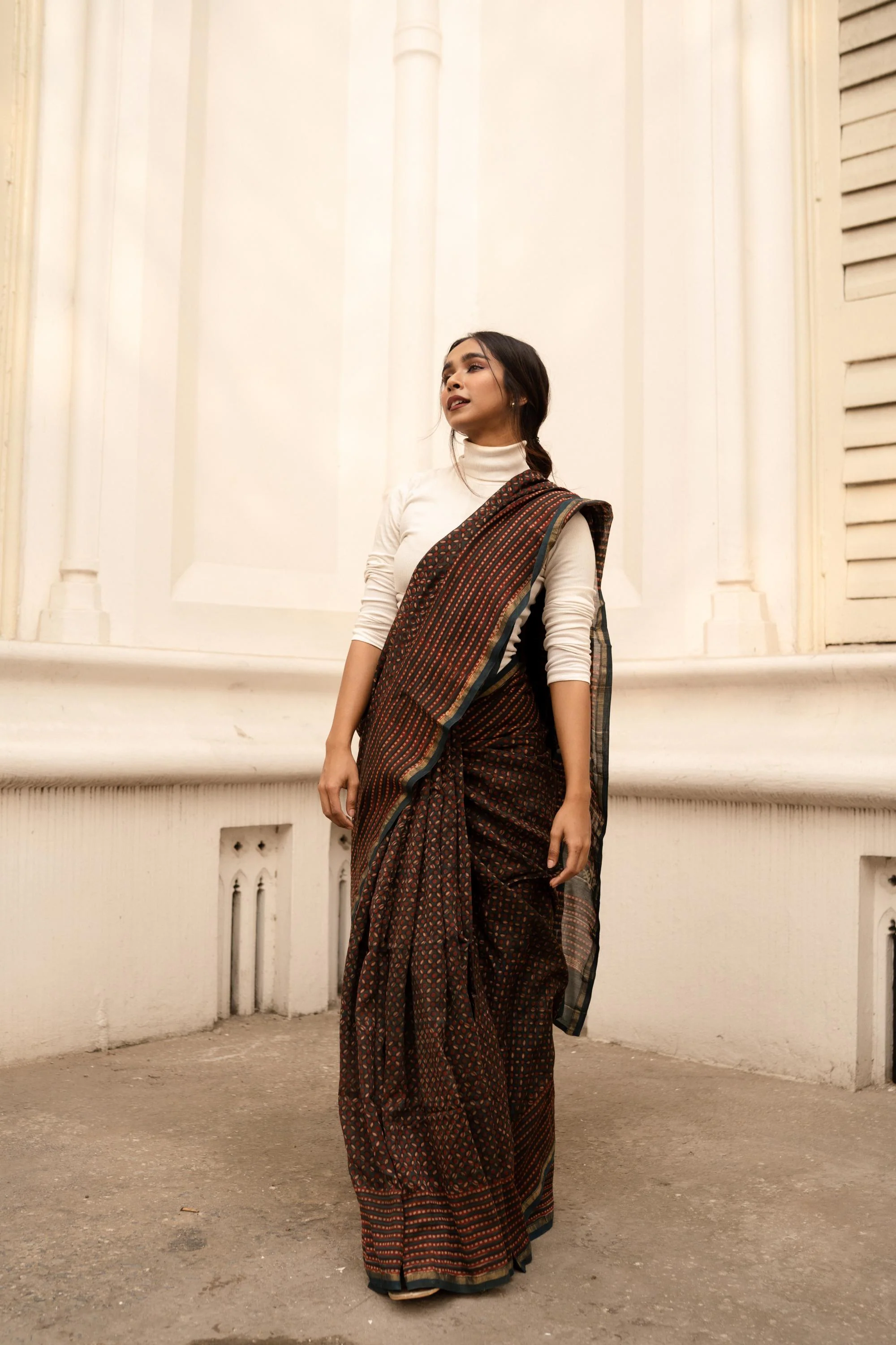 Natural dyed Dabu sarees - Malhar -Pharad Green Dabu saree - Image 2