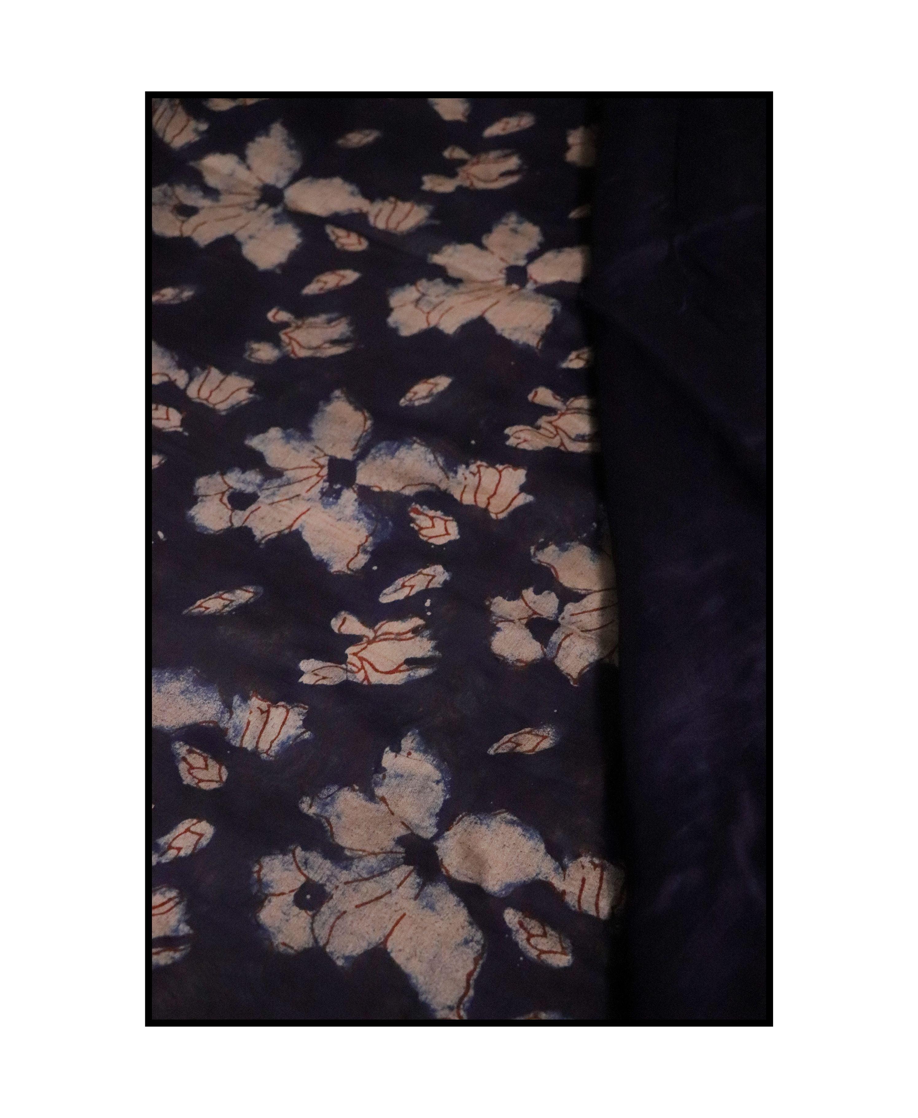 Natural dyed Dabu sarees - Malhar -Pharad Leaf Indigo - Image 15