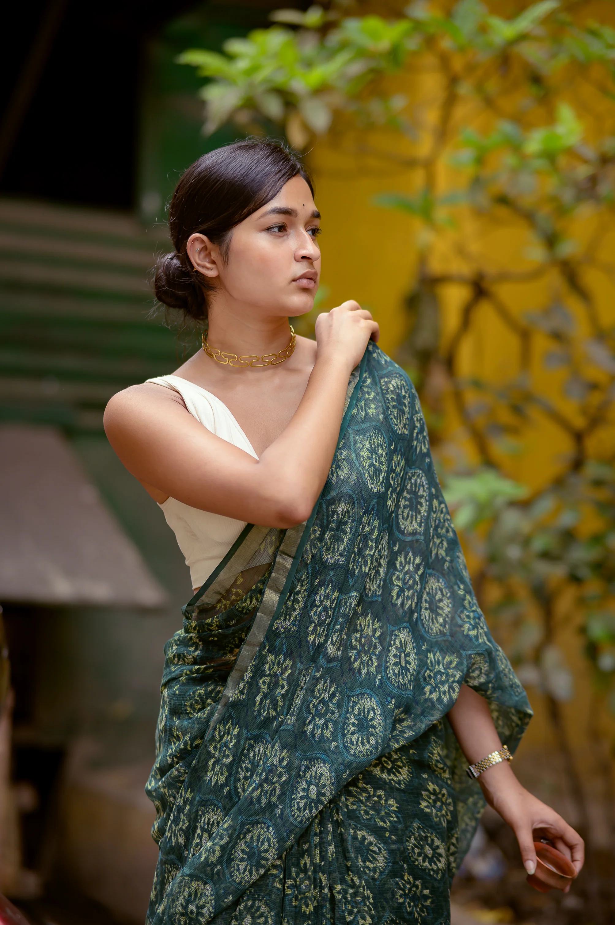 Natural dyed Dabu sarees - Malhar - Jamini - Image 3