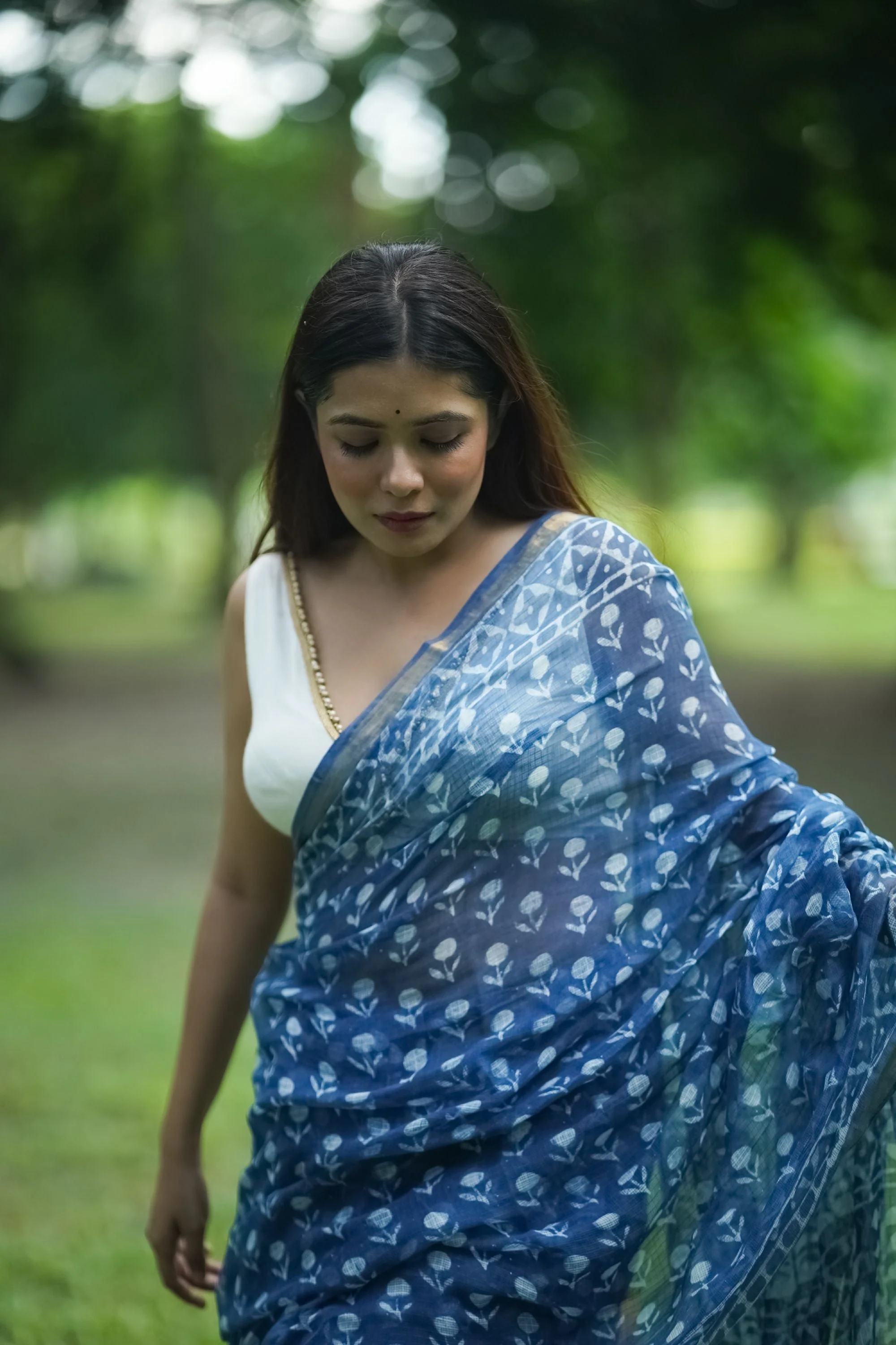 Natural dyed Dabu sarees - Malhar - Rajini - Image 3