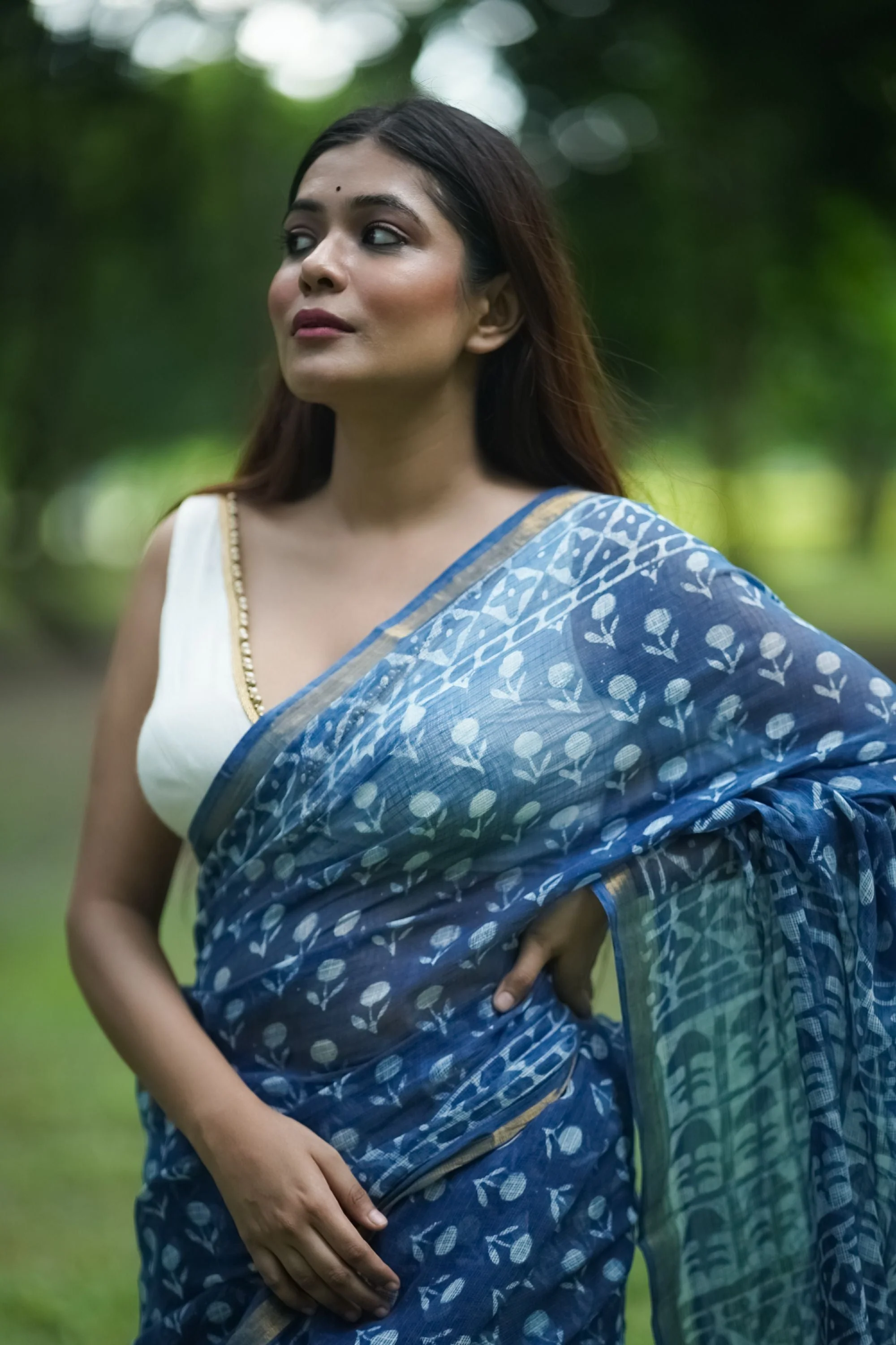 Natural dyed Dabu sarees - Malhar - Rajini - Image 6