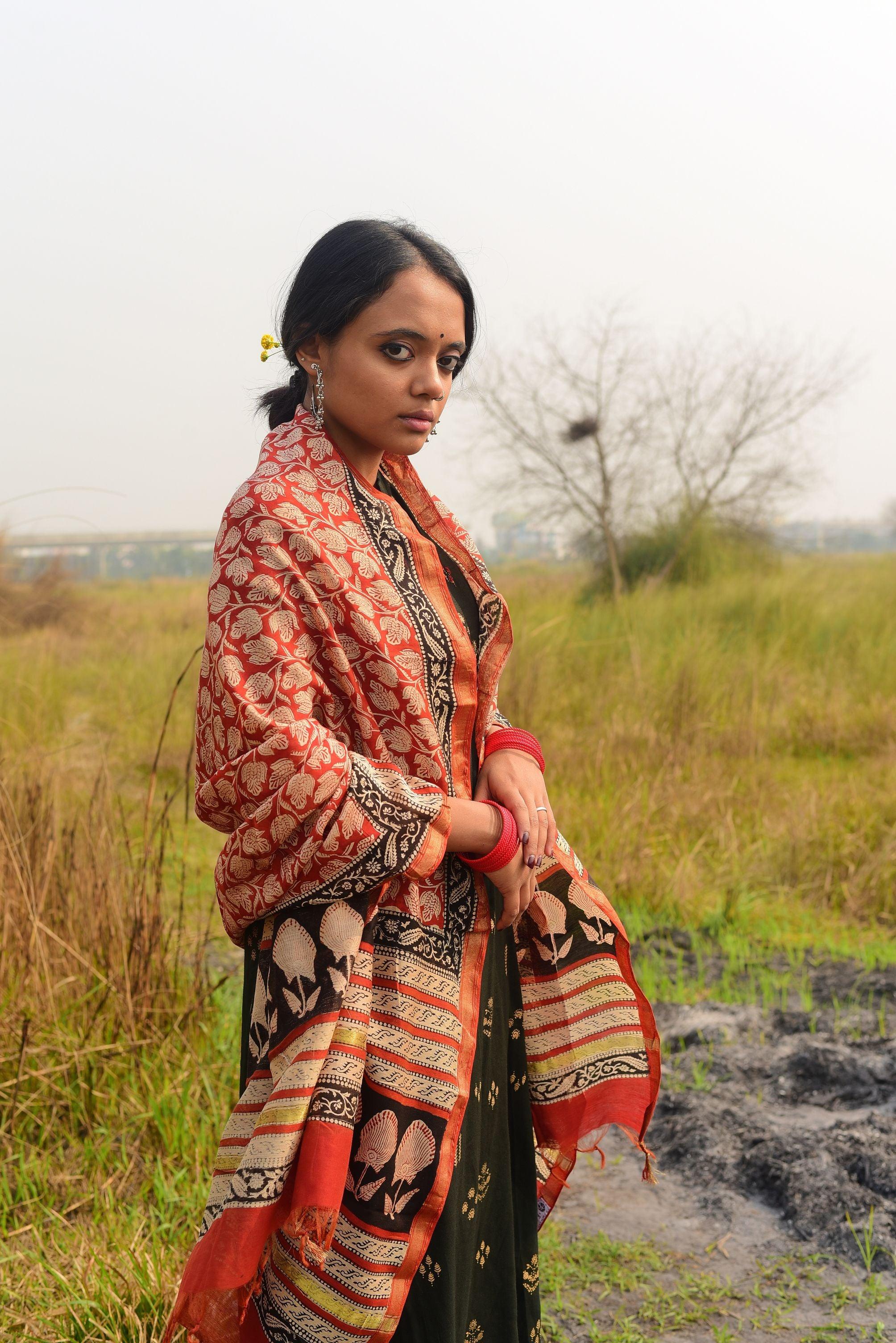 Kaisori Noor collection - Bagru Syahi Begar dupatta - Image 5