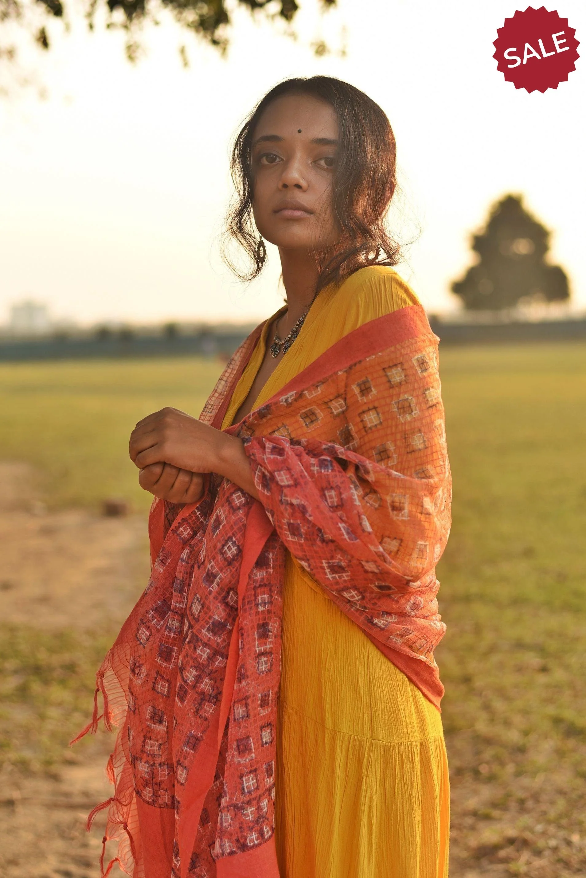 Kaisori Noor collection - Linen block printed dupatta - Image 4