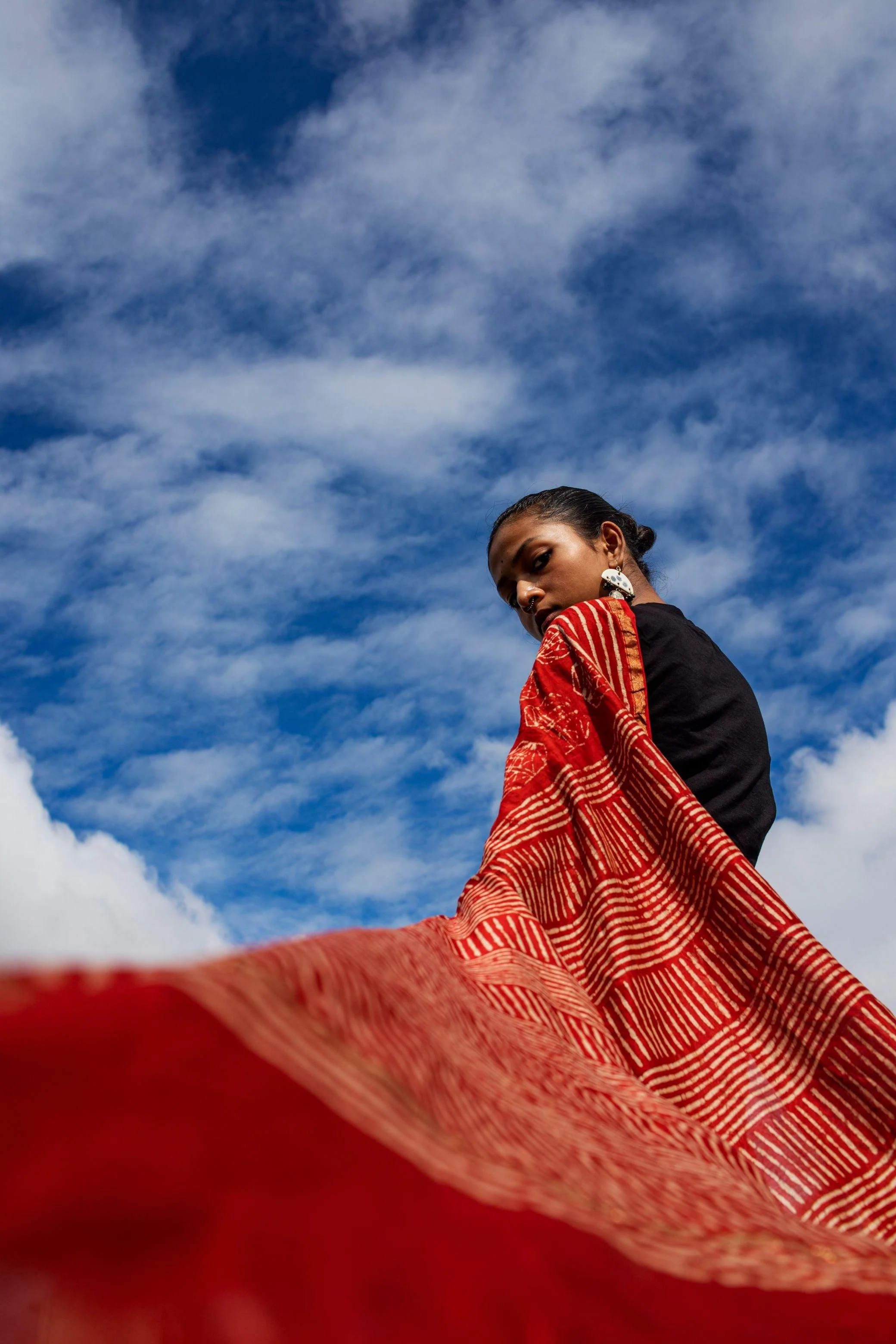 Natural dyed Dabu sarees - Malhar -Red Dabu saree - Image 5
