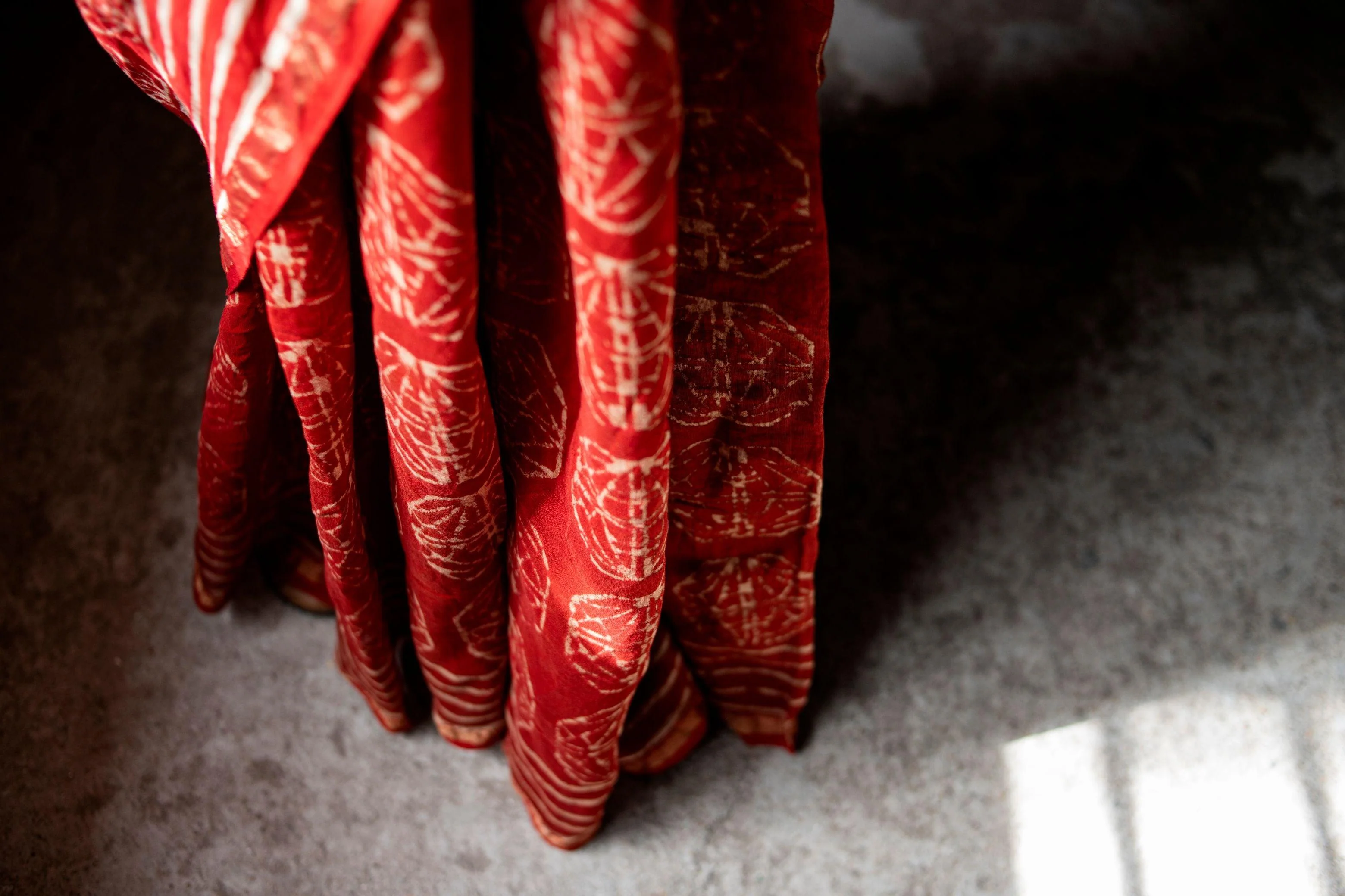 Natural dyed Dabu sarees - Malhar -Red Dabu saree - Image 8