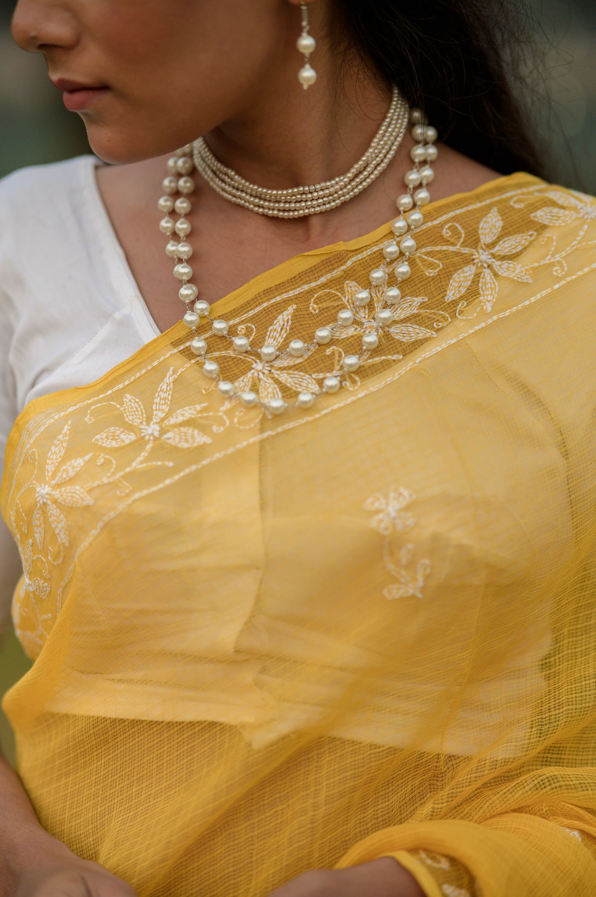 Kota Chikankari sarees - Meher - Basant - Image 4