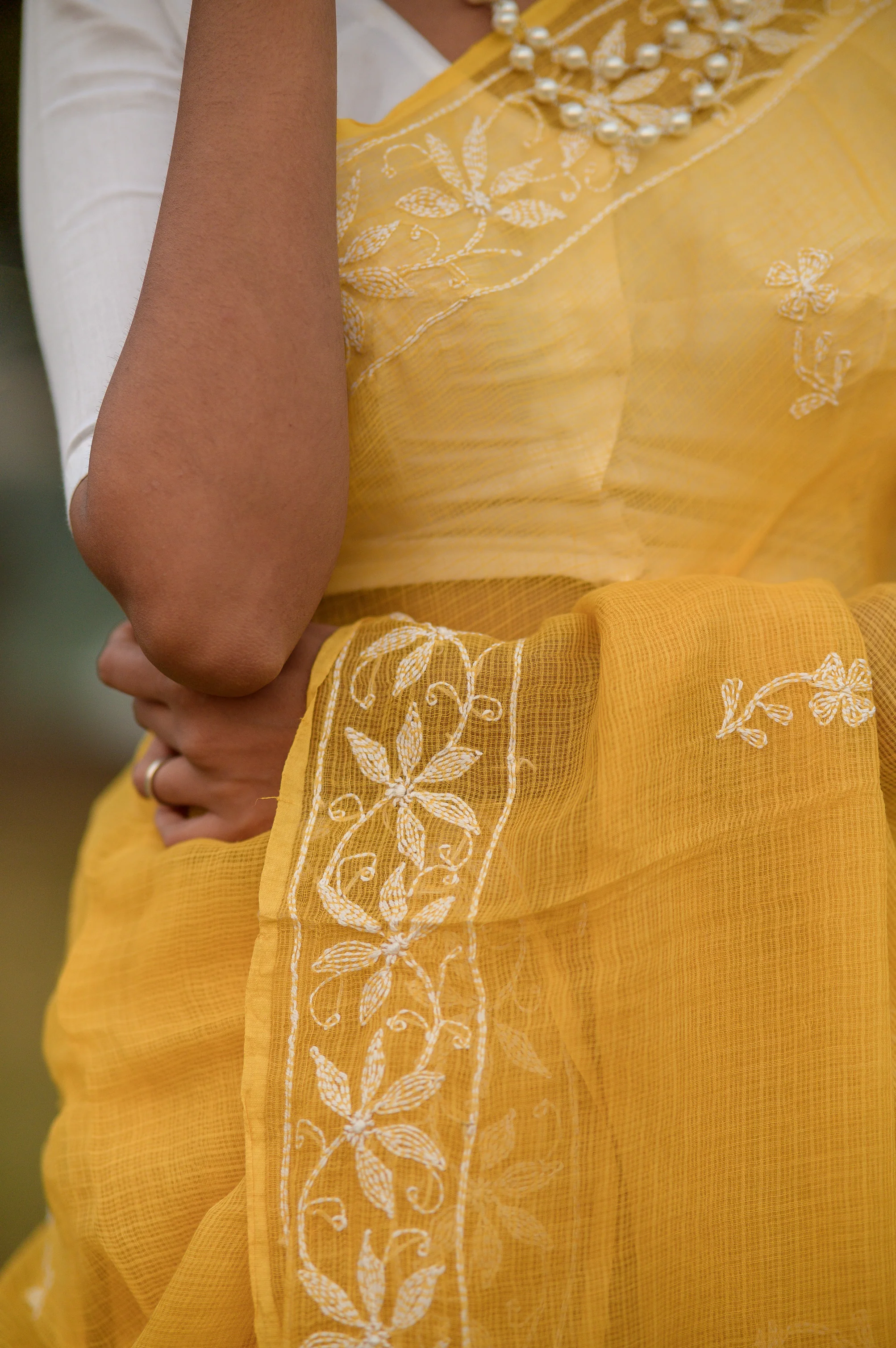 Kota Chikankari sarees - Meher - Basant - Image 5