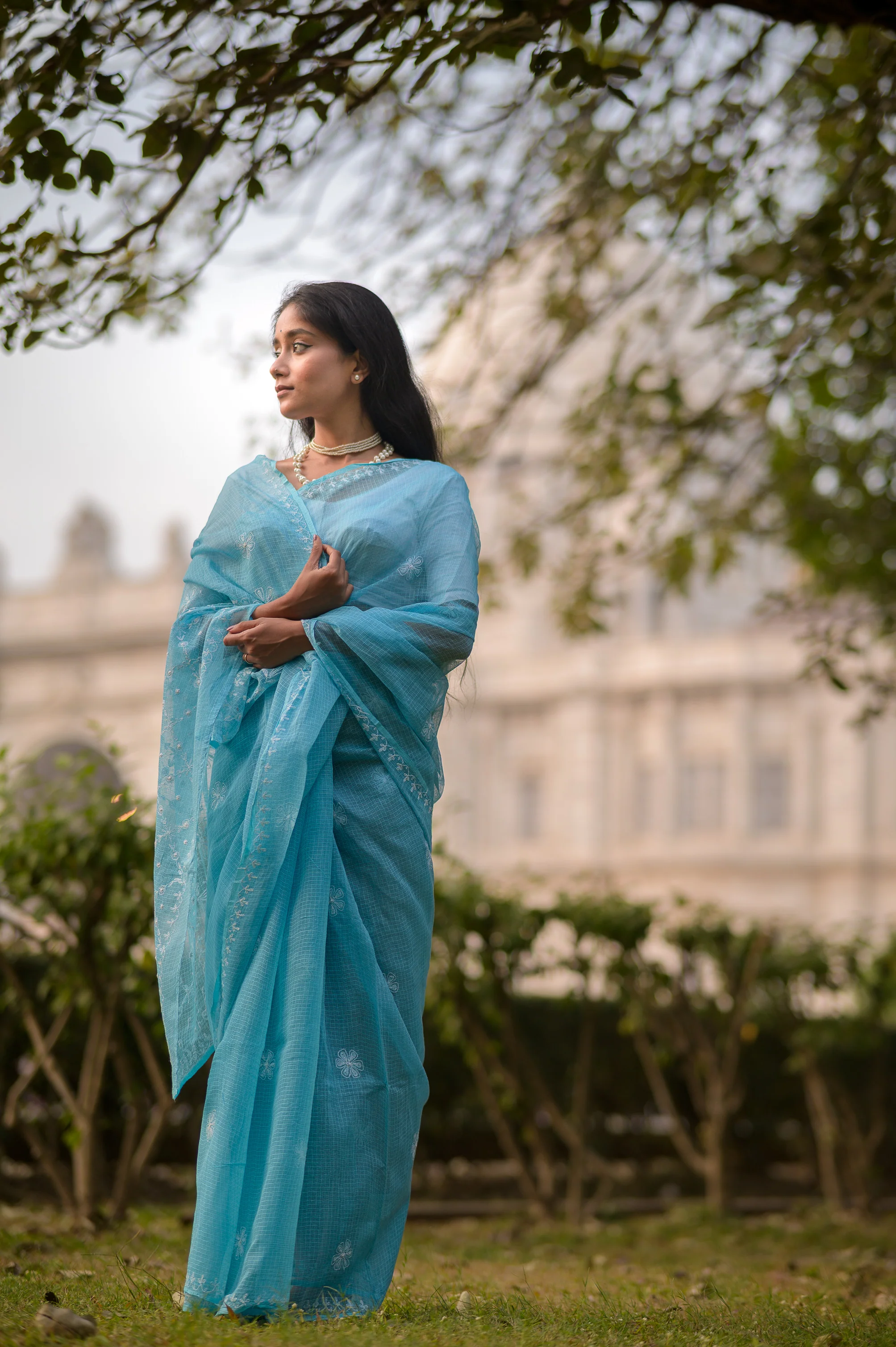 Kota Chikankari sarees - Meher - Siyahi - Image 3