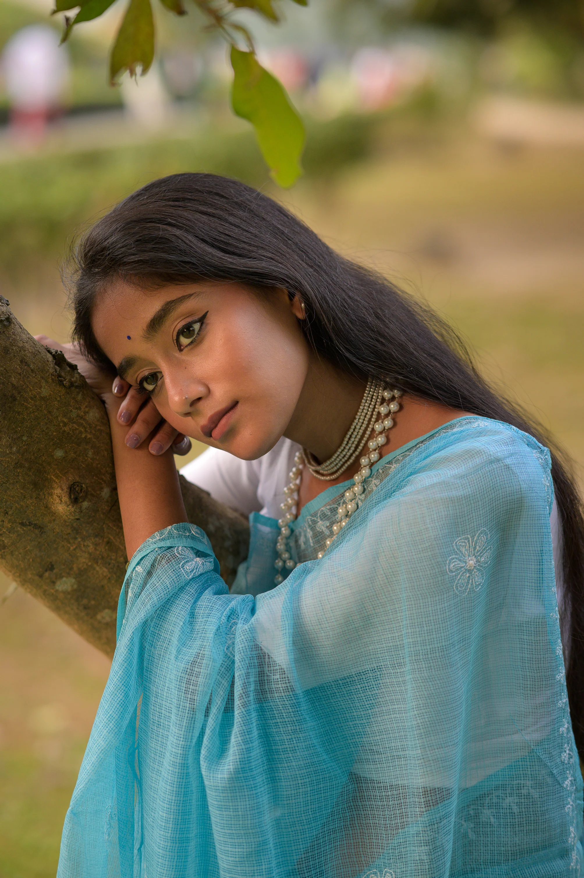 Kota Chikankari sarees - Meher - Siyahi - Image 4