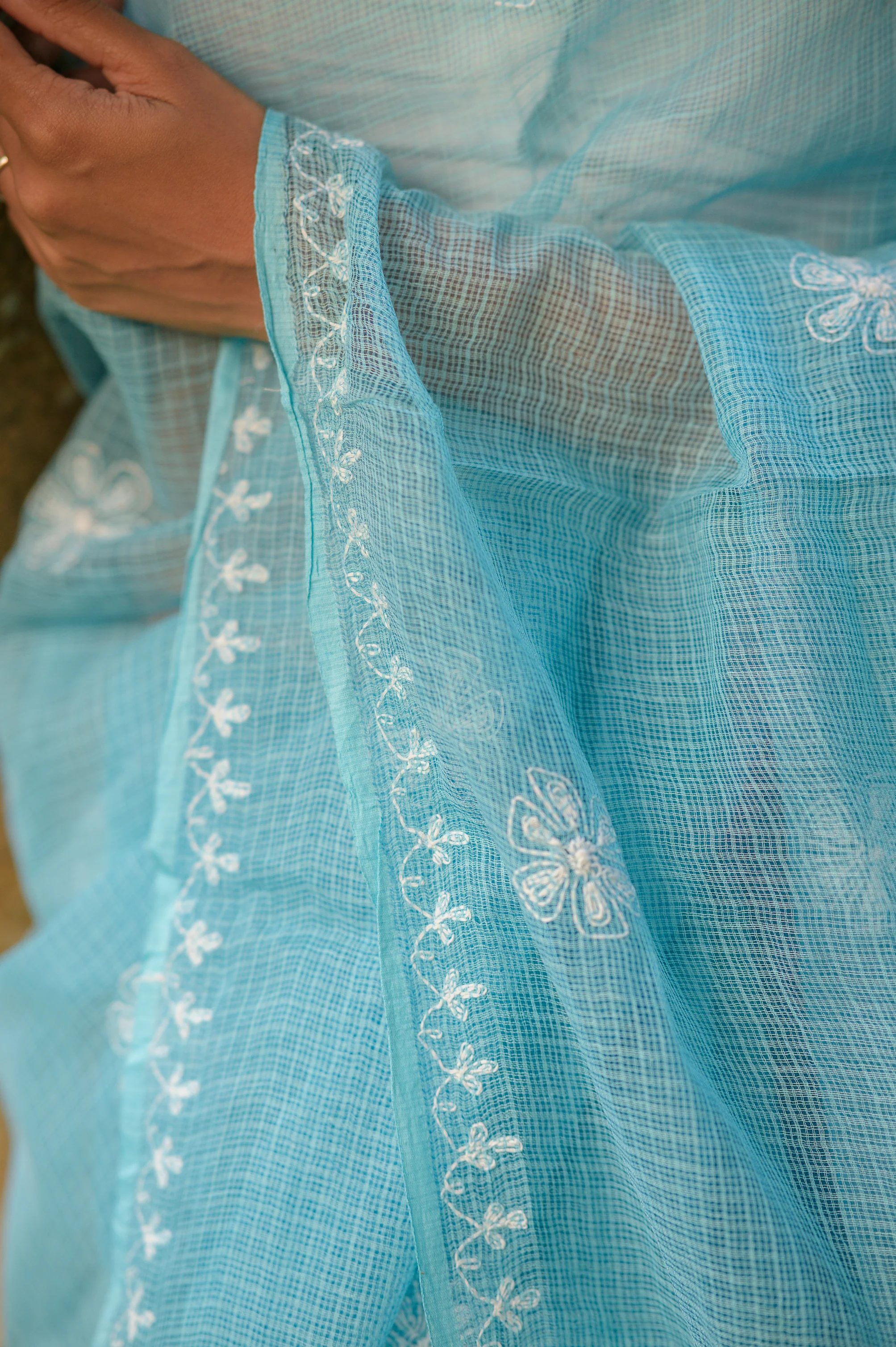 Kota Chikankari sarees - Meher - Siyahi - Image 6