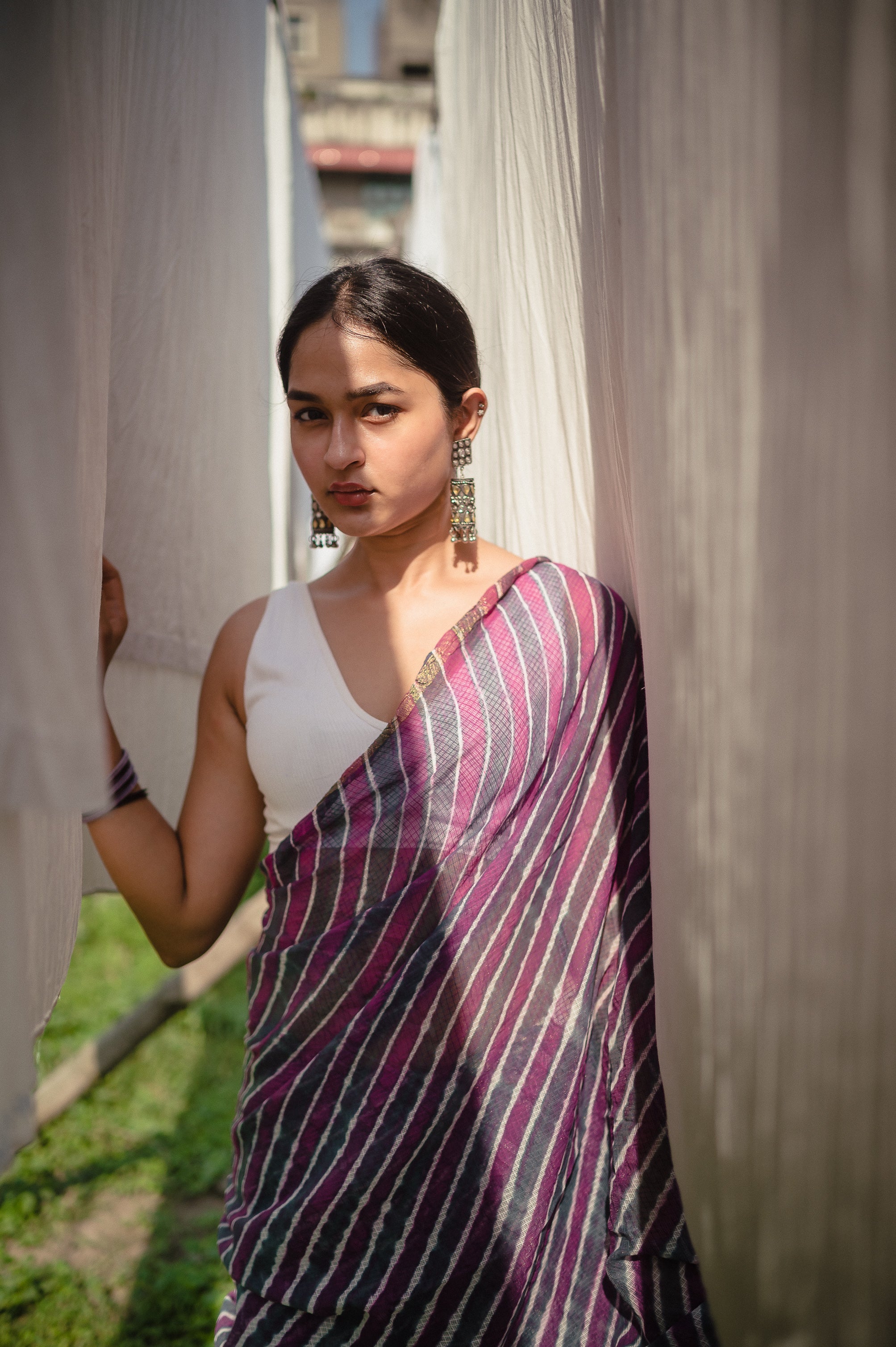 Leheriya Kota sarees - Aira - Jamun - Image 4