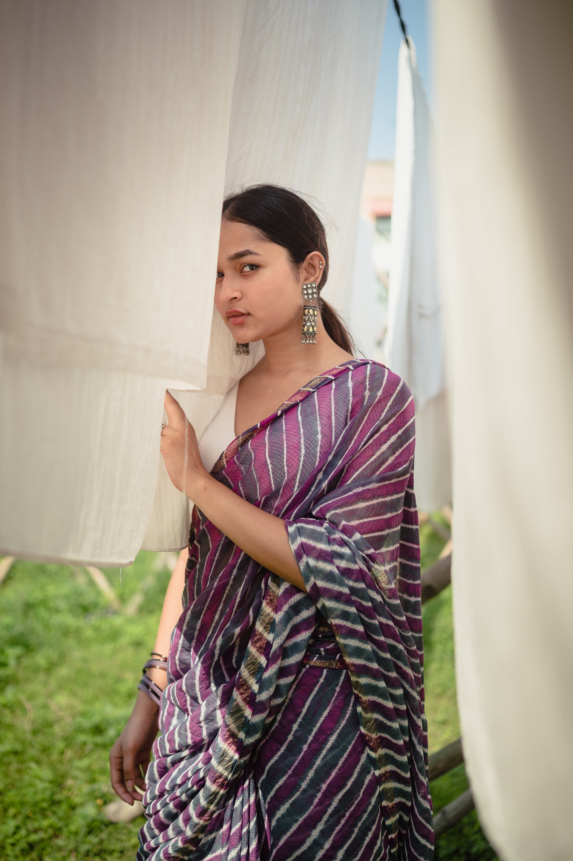Leheriya Kota sarees - Aira - Jamun - Image 6