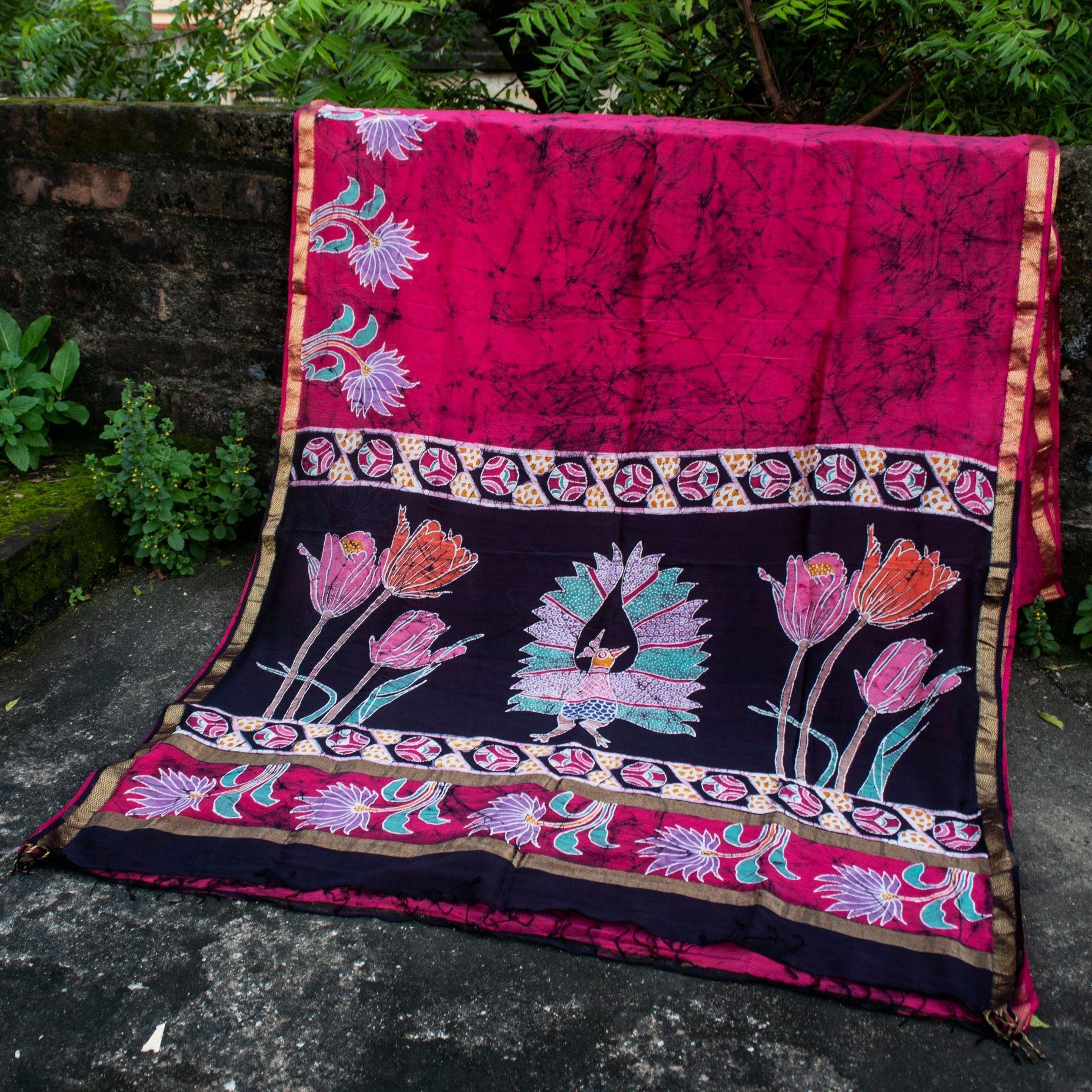 Batik Chanderi saree - Narmada- Mayura - Image 8