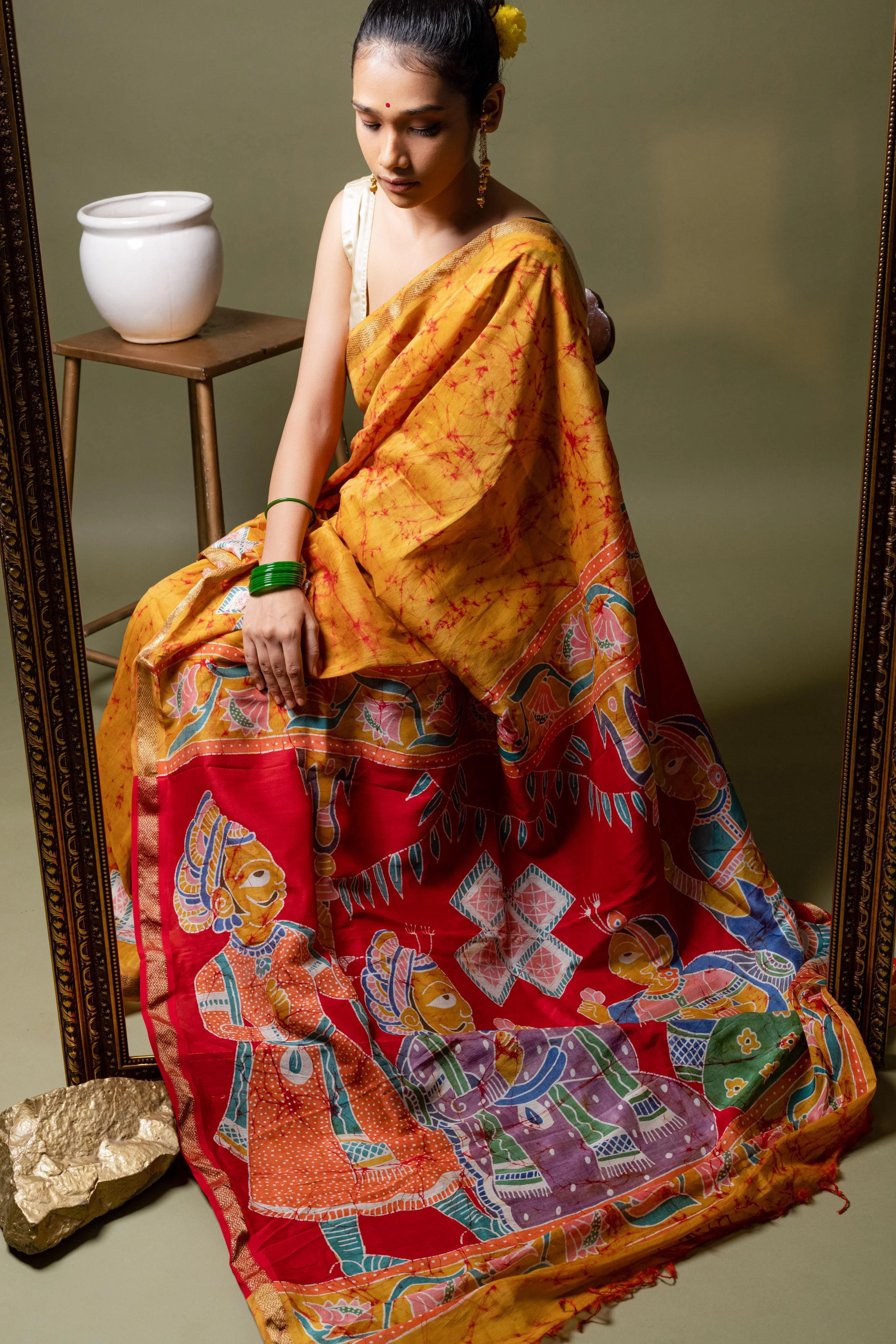 Batik Chanderi saree - Narmada- Vivah - Image 4