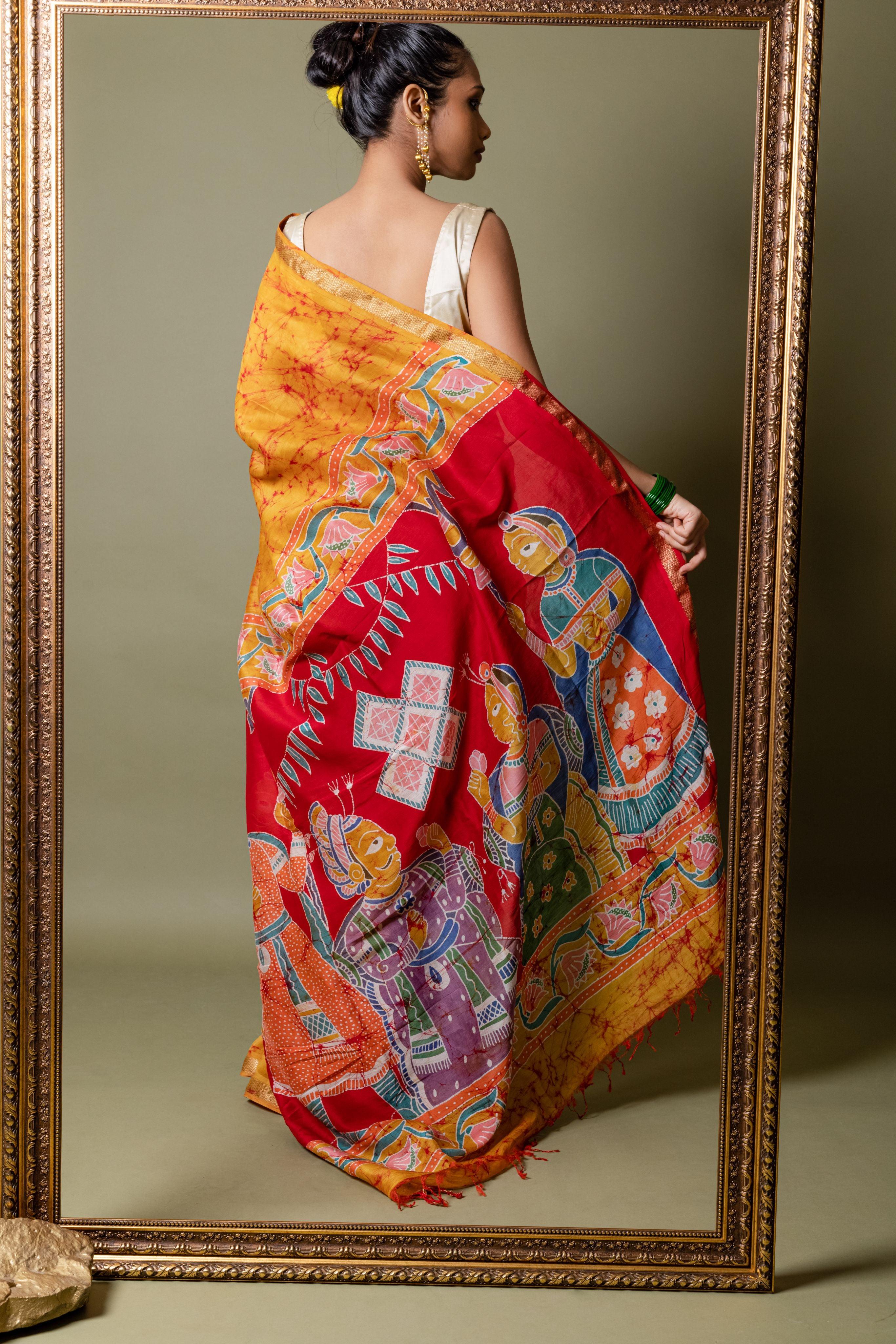 Batik Chanderi saree - Narmada- Vivah - Image 5