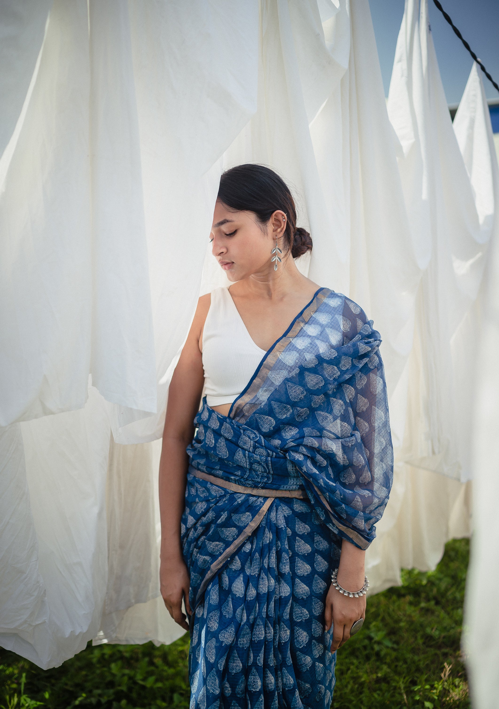 Natural dyed Dabu sarees - Malhar - Gagan - Image 3