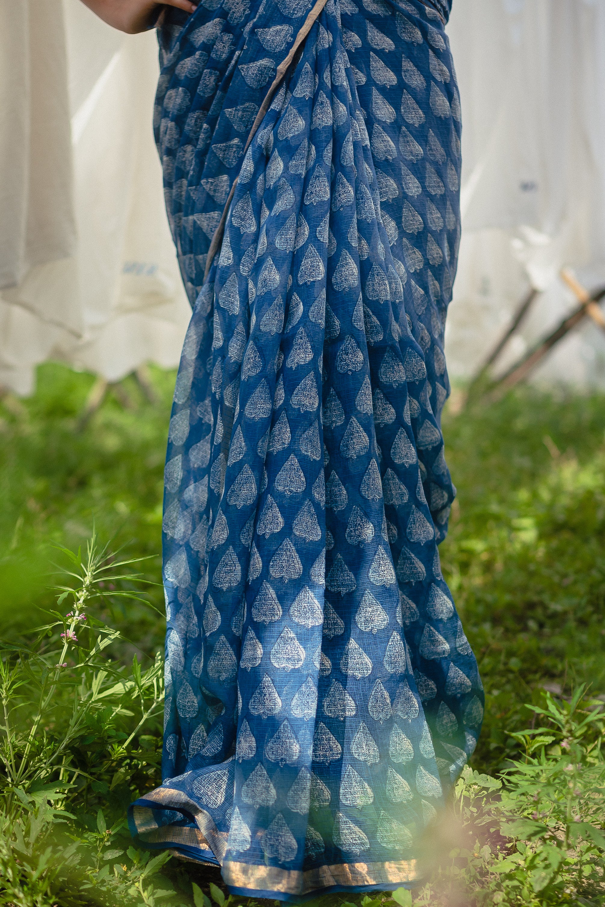 Natural dyed Dabu sarees - Malhar - Gagan - Image 6