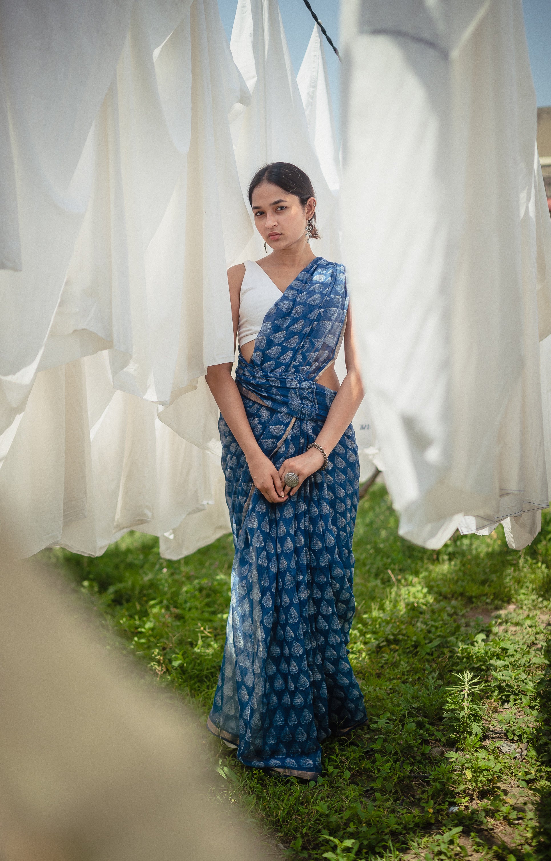 Natural dyed Dabu sarees - Malhar - Gagan - Image 8