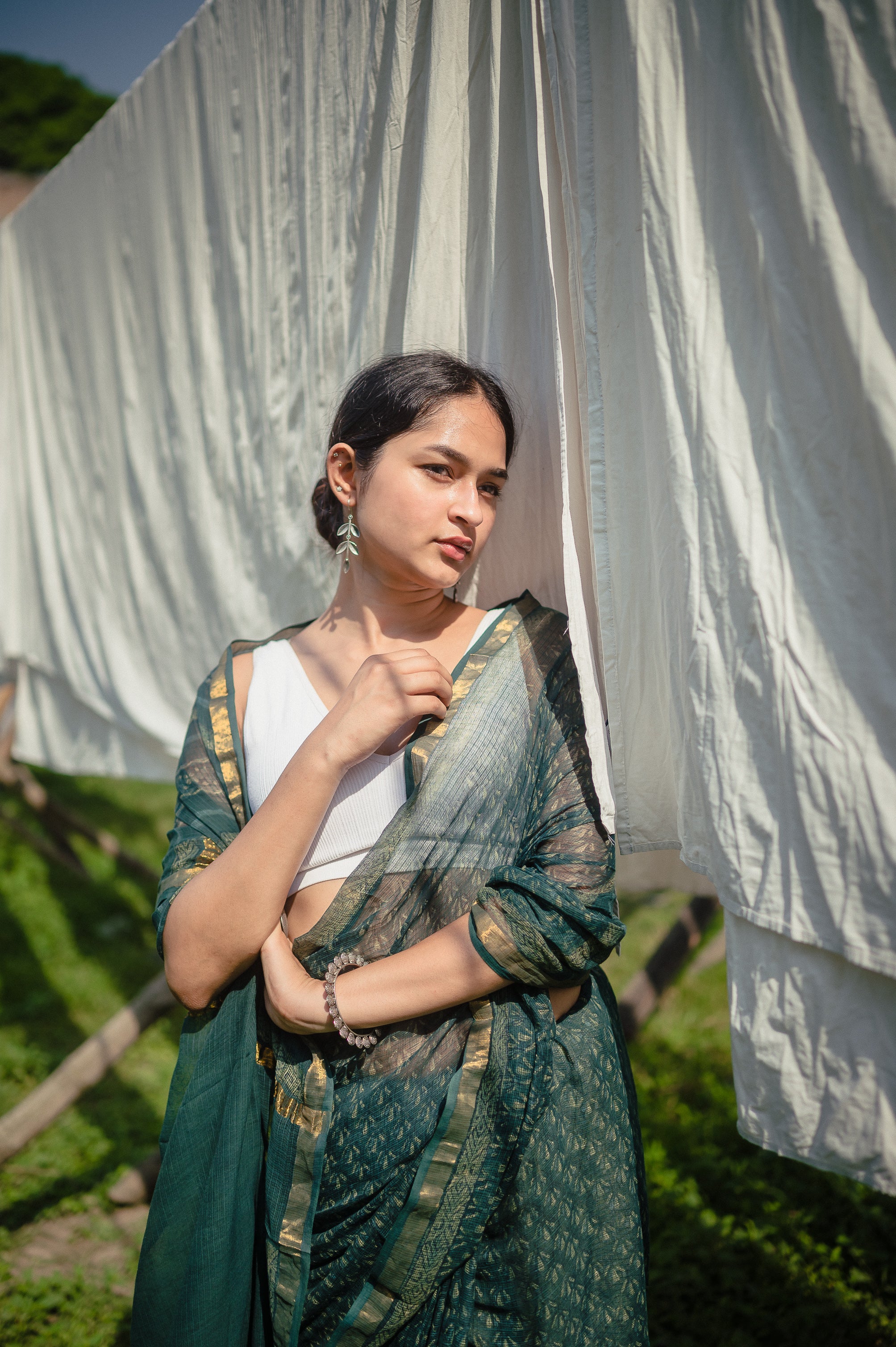 Natural dyed Dabu sarees - Malhar - Parineeta - Image 4
