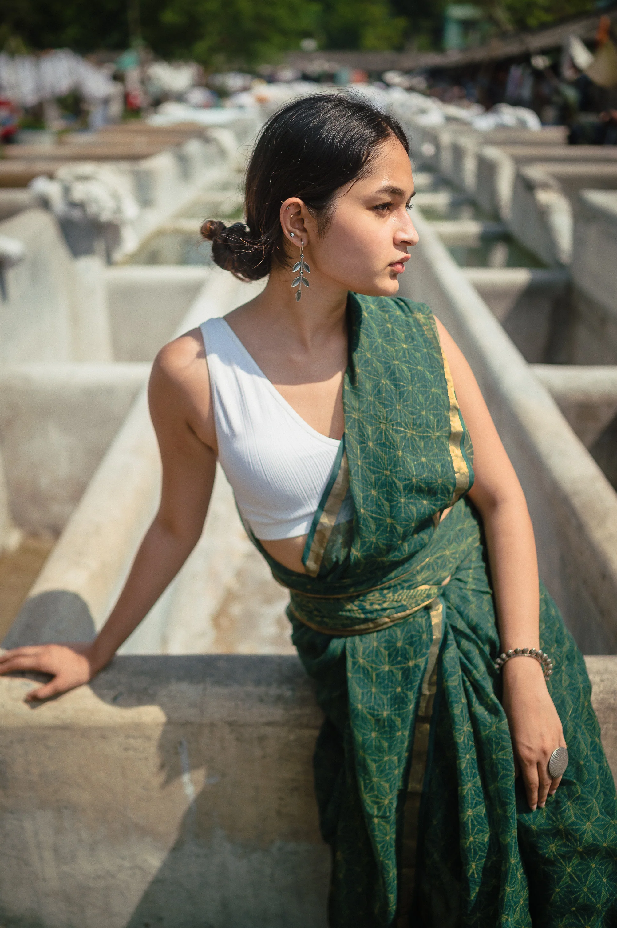 Natural dyed Dabu sarees - Malhar - Harila - Image 5